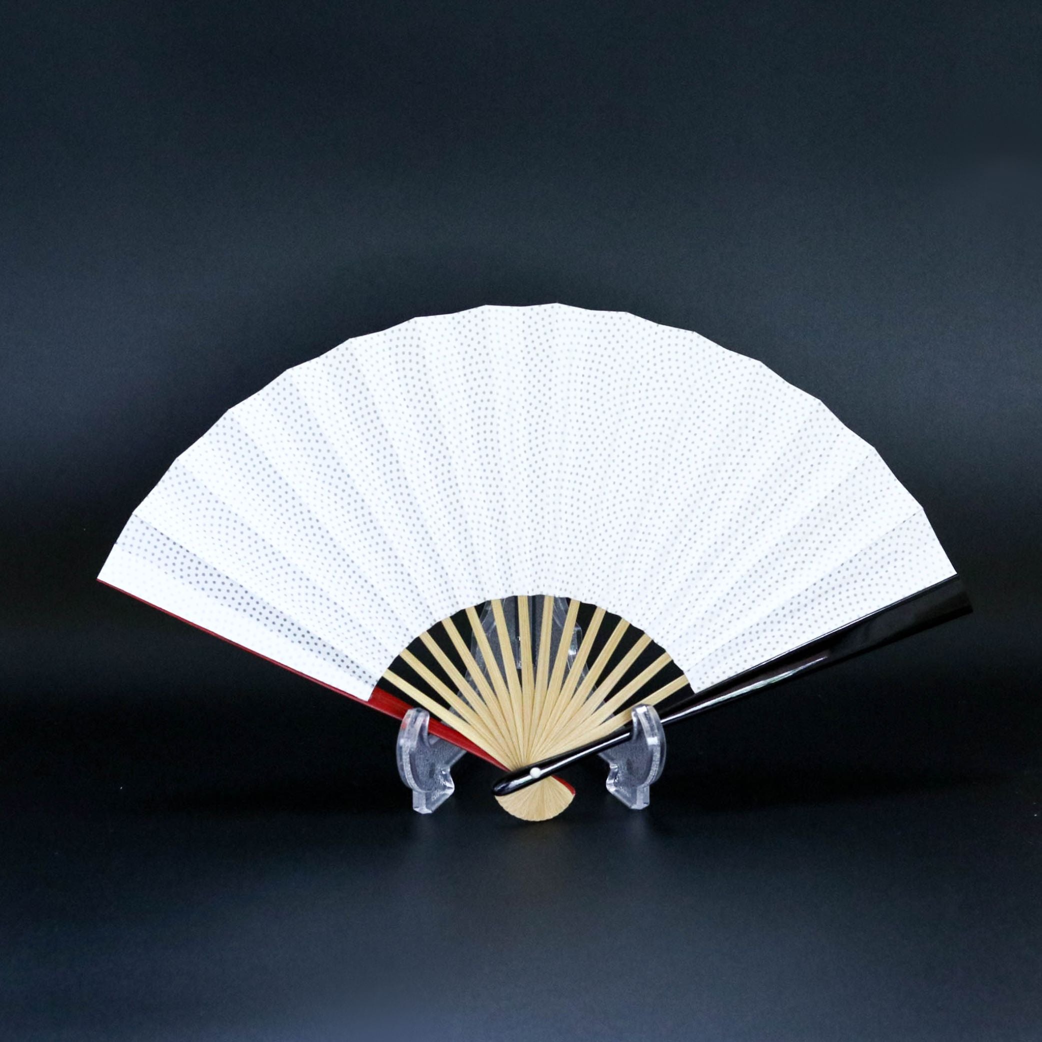 江戸扇子 | 鮫小紋 両面銀 | 女持 赤黒 | 雲錦堂 深津扇子店