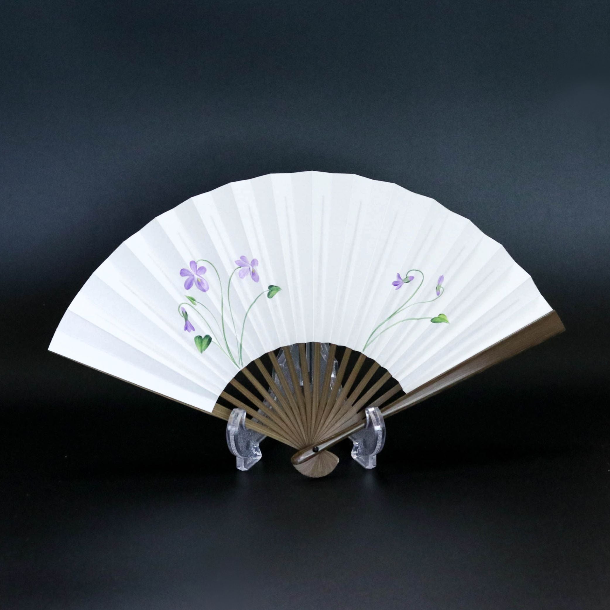 江戸扇子 | 手描き すみれ | 女持 唐木 | 雲錦堂 深津扇子店