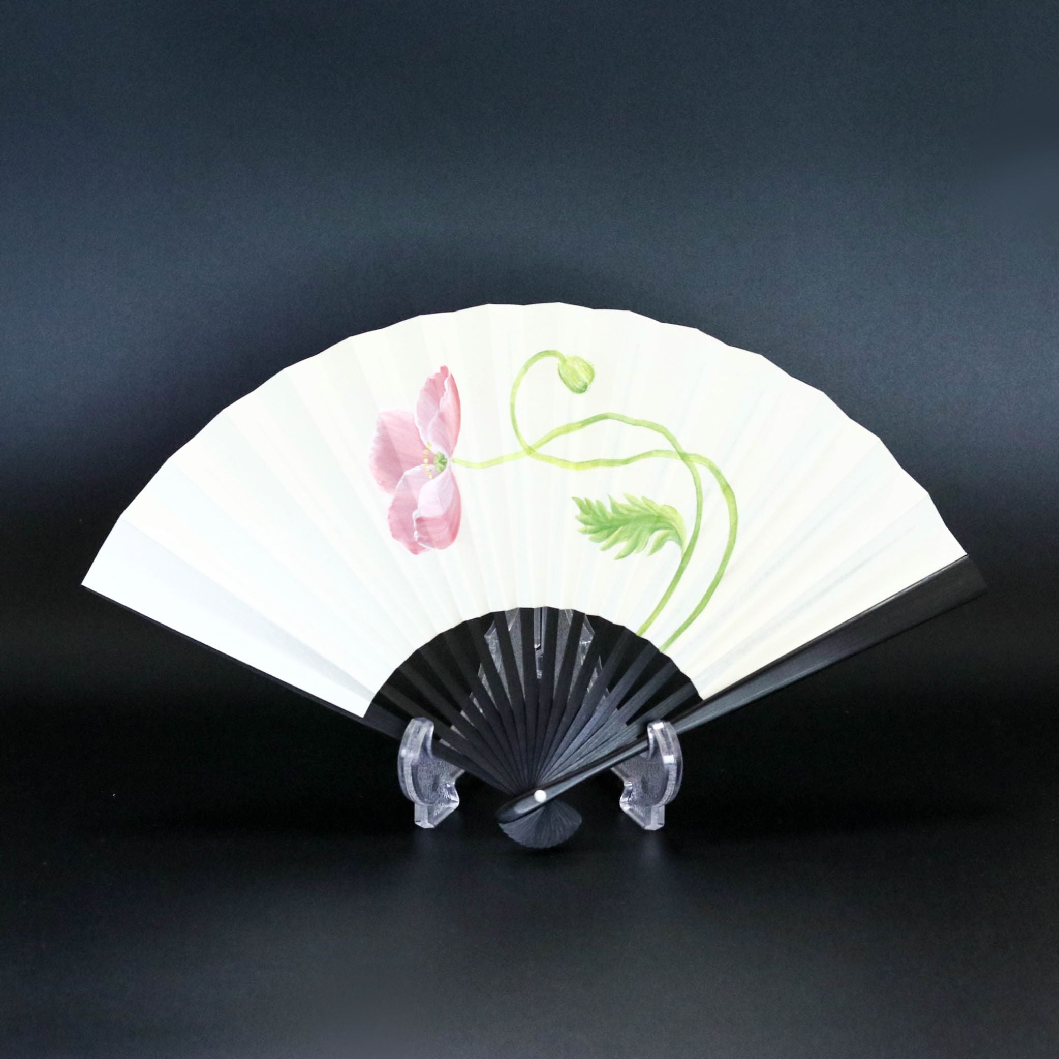 江戸扇子 | 手描き 芥子 | 女持 煮黒 | 雲錦堂 深津扇子店