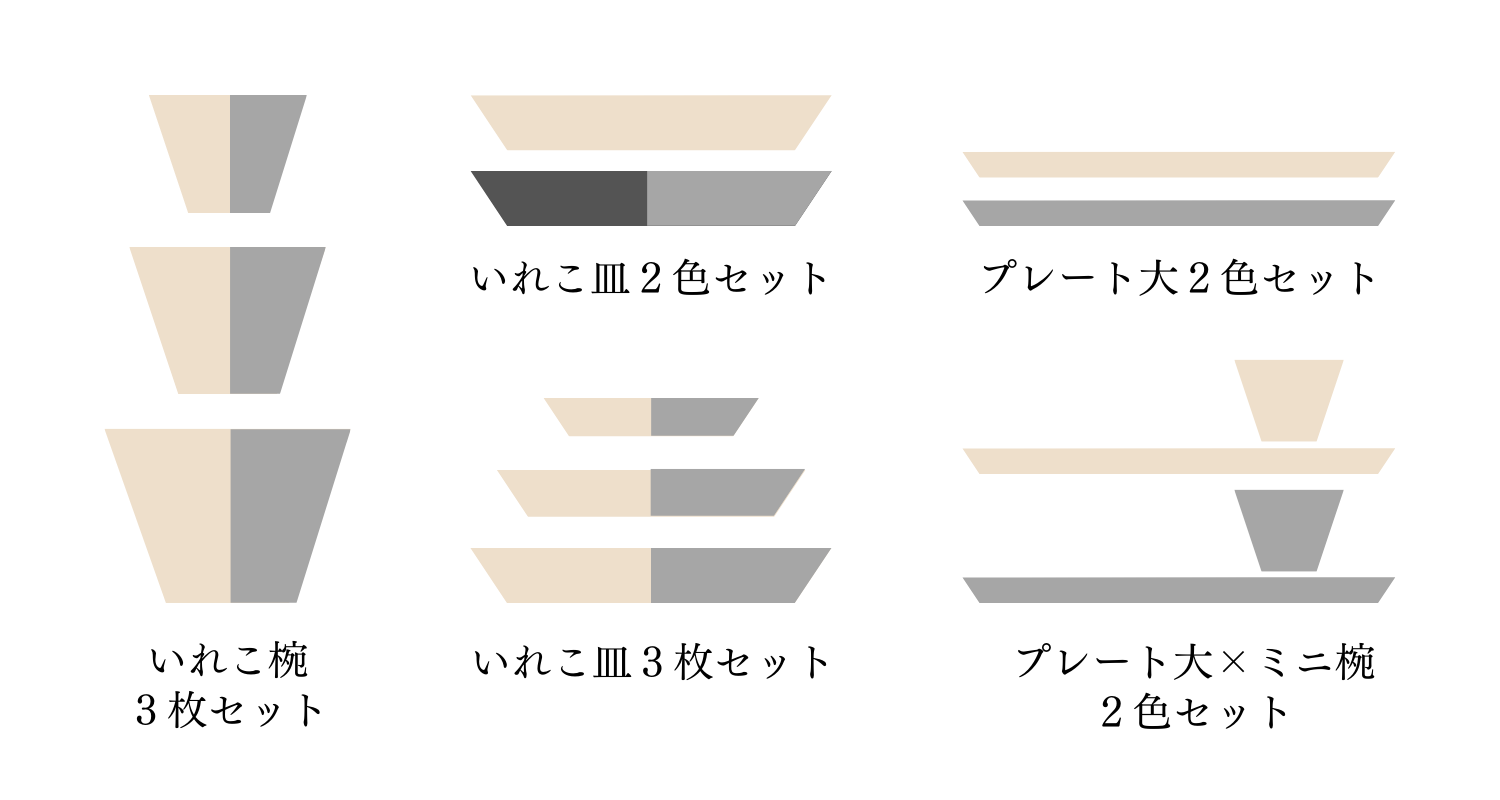 波佐見焼 皿 | いれこ皿 | シャビー2色セット | 浜陶