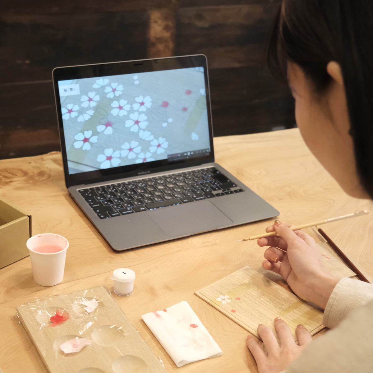 体験キット | 桐箱の絵付けキット 桜 | Whole Love Kyoto