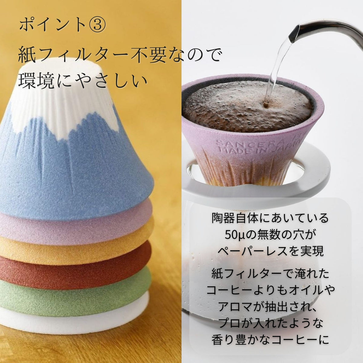 波佐見焼 セラミックコーヒーフィルター | 富士山 | 緑青 | 燦セラ