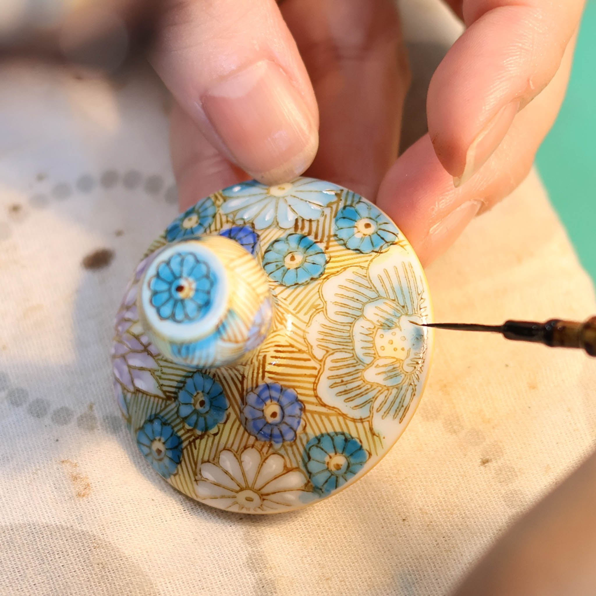 九谷和グラス | 冷酒グラス | 格子 | 選べる台座6種 | 清峰堂