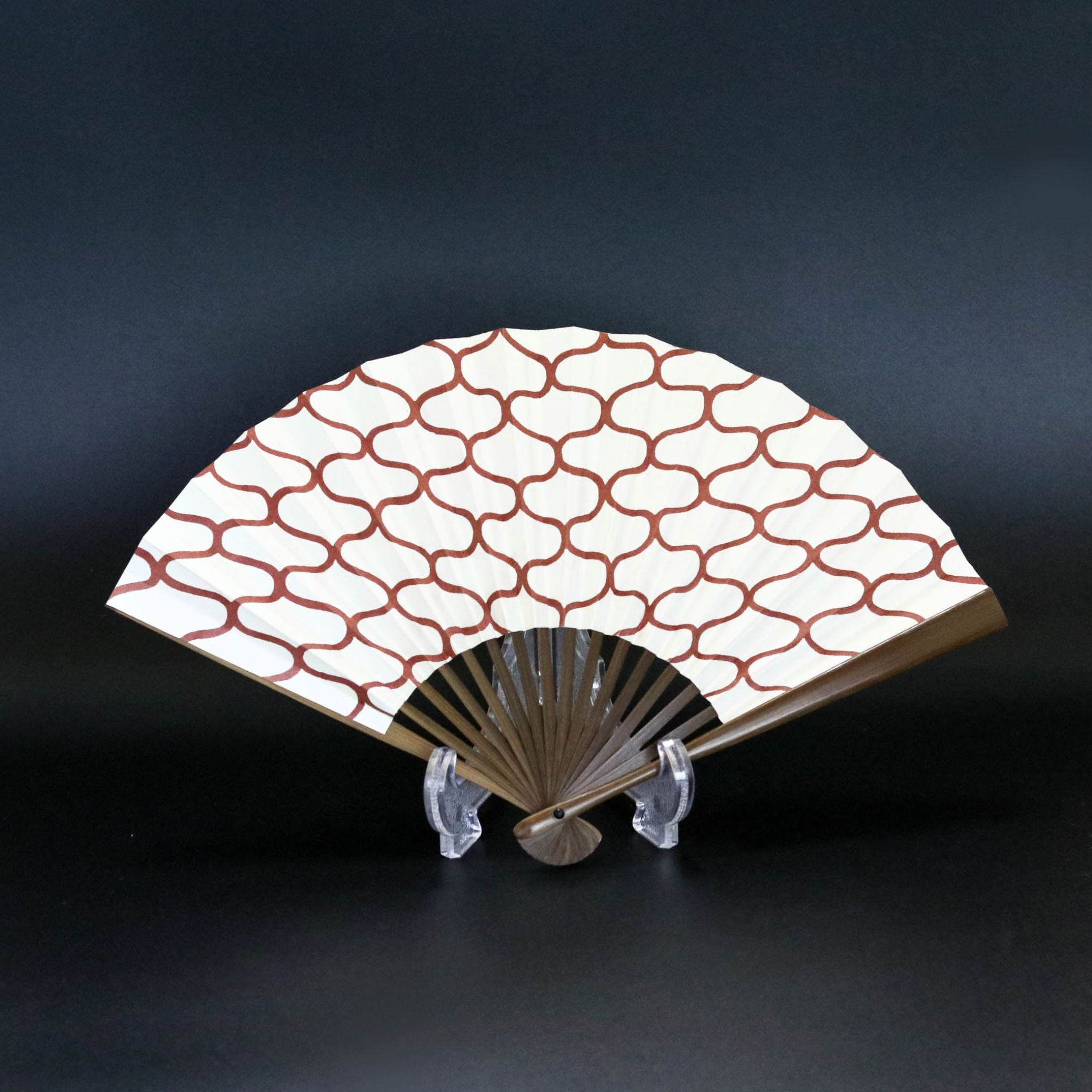 【廃番】江戸扇子 | 網 さび朱 | 女持 唐木 | 雲錦堂 深津扇子店