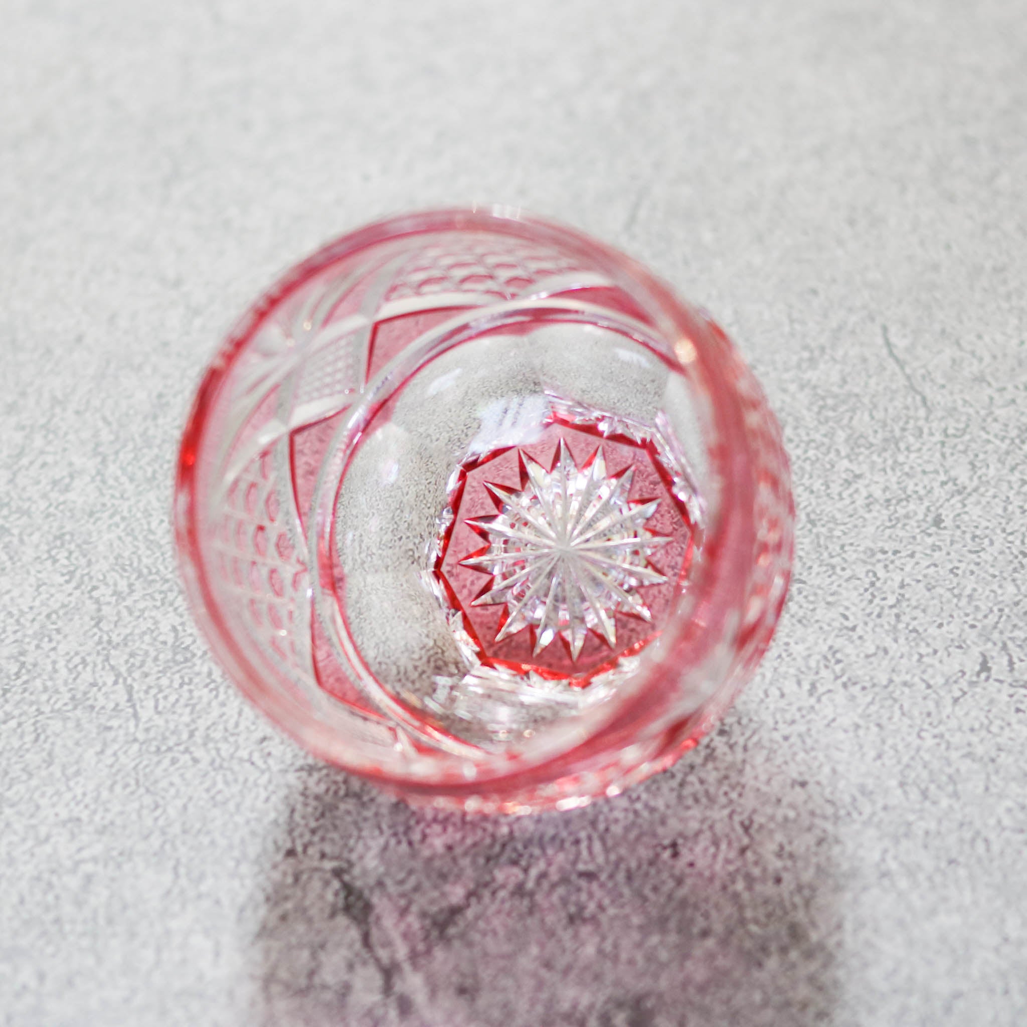 綾ガラス 酒器 | 綾切子 猪口 | 金赤 | グラスアート黒木
