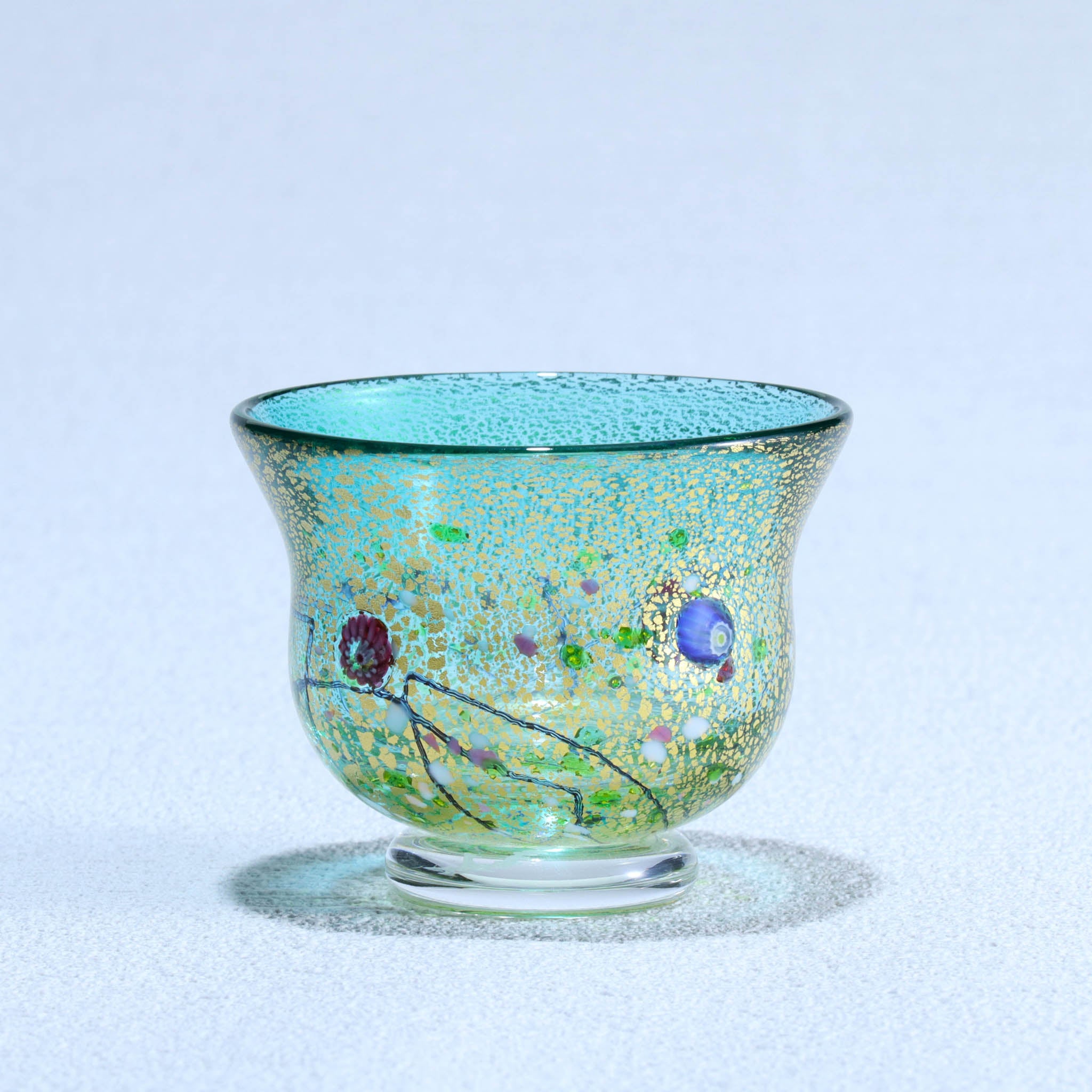 綾ガラス 酒器 | 光琳 雅 ぐい呑み | トルコグリーン | グラスアート黒木