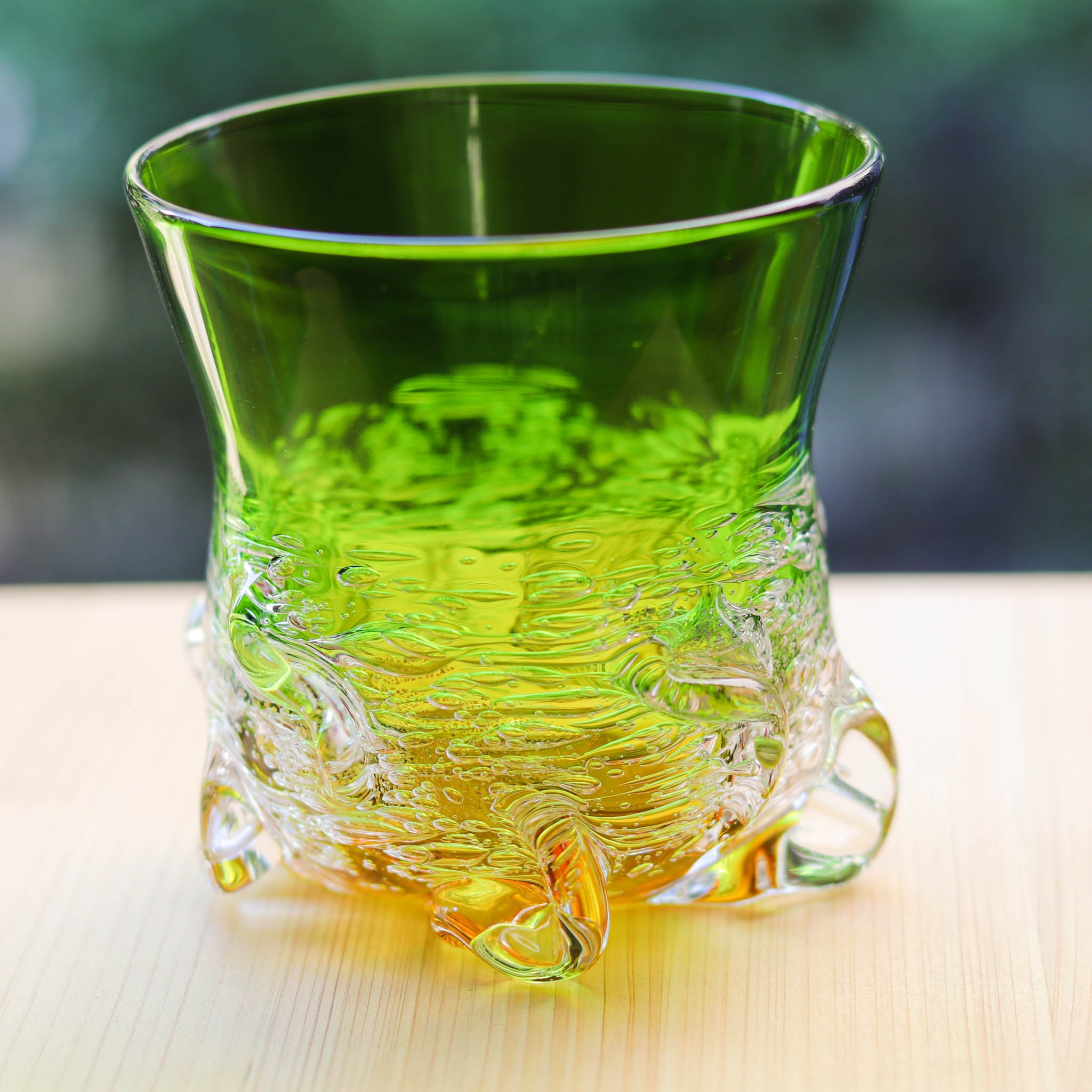 綾ガラス グラス | Jewelry Ice 氷の宝石 | 若草 アンバー | グラスアート黒木
