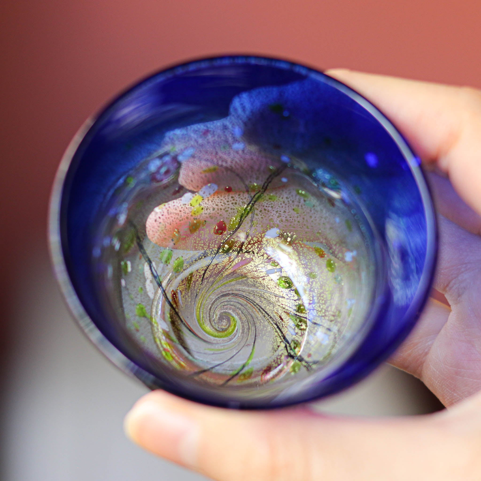 綾ガラス 酒器 | 光琳 雅 ぐい呑み | コバルトブルー | グラスアート黒木