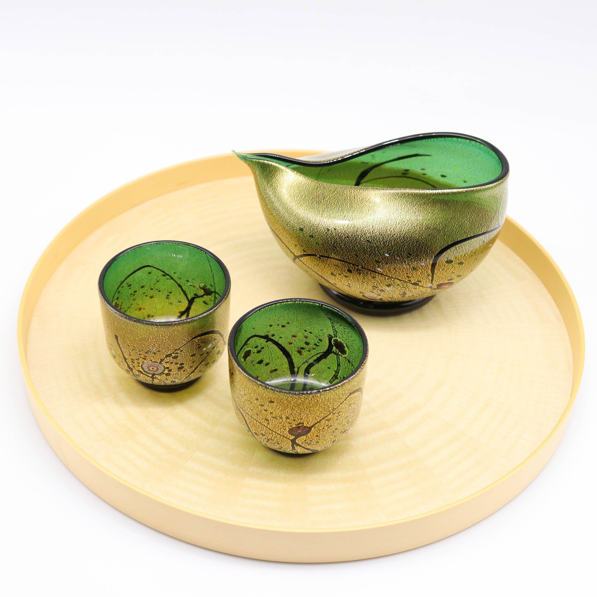 綾ガラス セット片口 | 光琳 珀 | トルコグリーン | グラスアート黒木