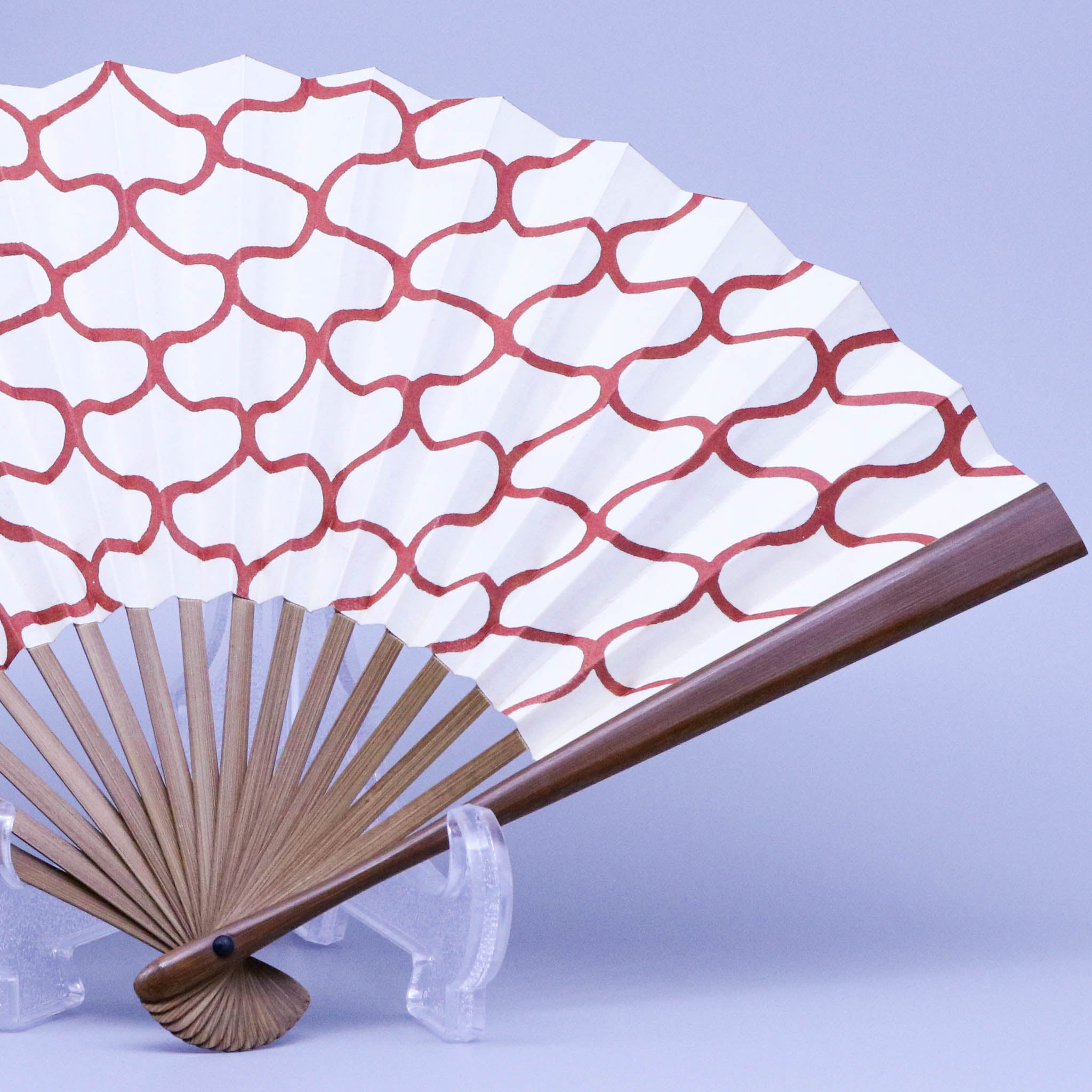 【廃番】江戸扇子 | 網 さび朱 | 女持 唐木 | 雲錦堂 深津扇子店