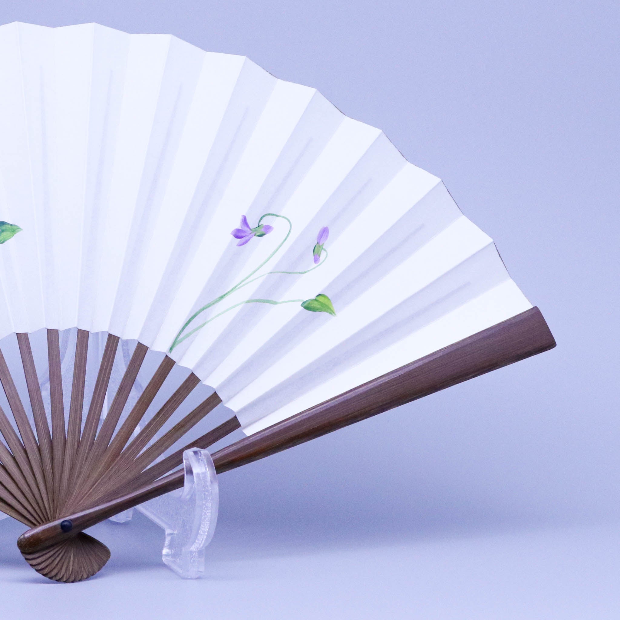 江戸扇子 | 手描き すみれ | 女持 唐木 | 雲錦堂 深津扇子店