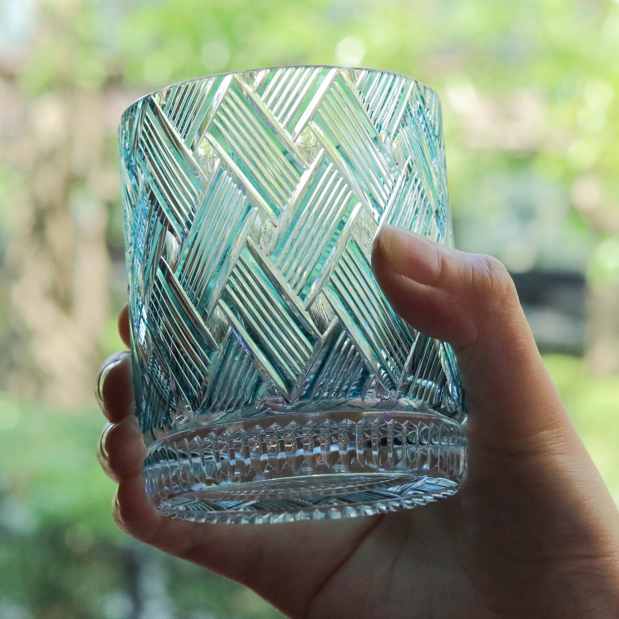 江戸切子 ロックグラス | 織々 | グリーン | 青山弥生
