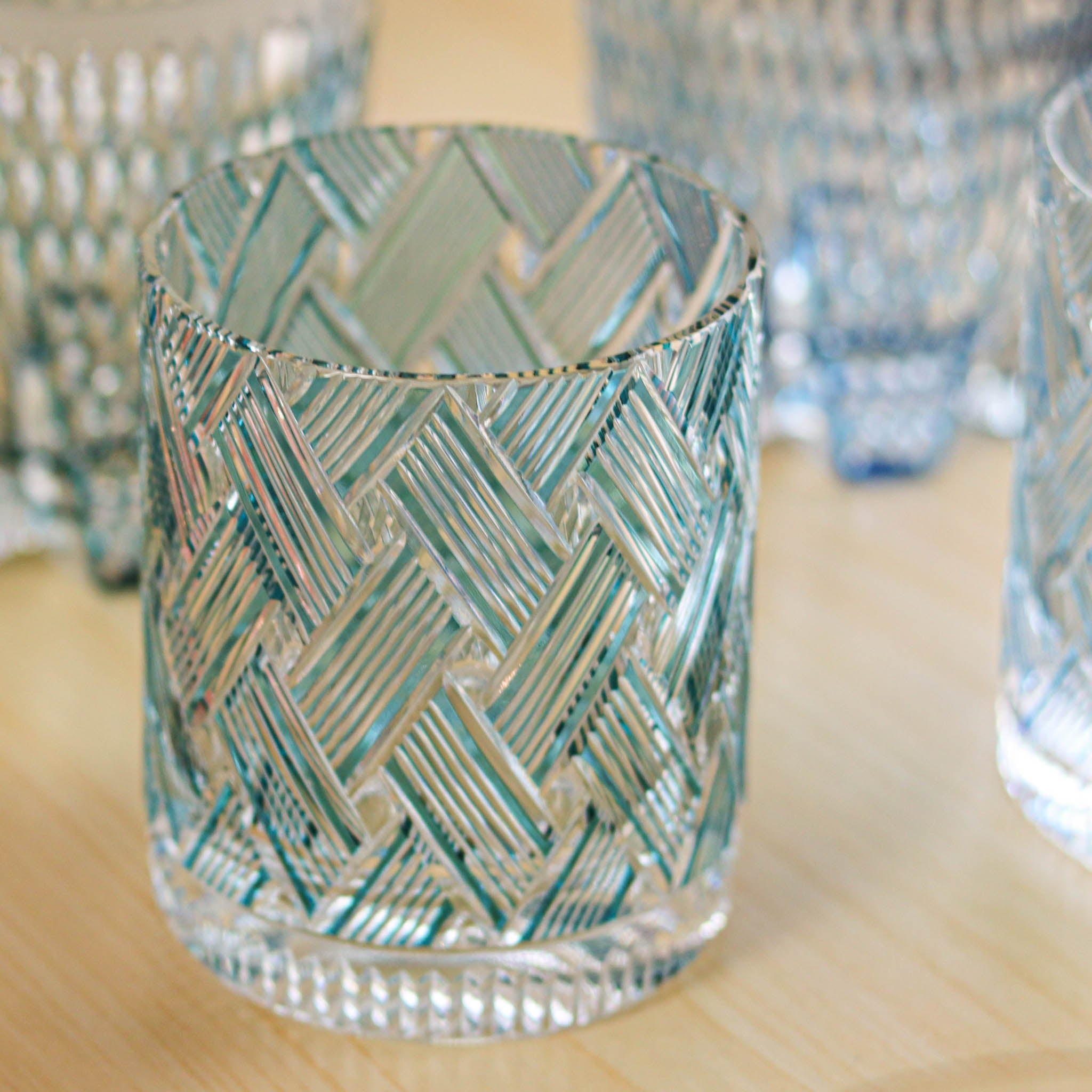 江戸切子 ロックグラス | 織々 | グリーン | 青山弥生