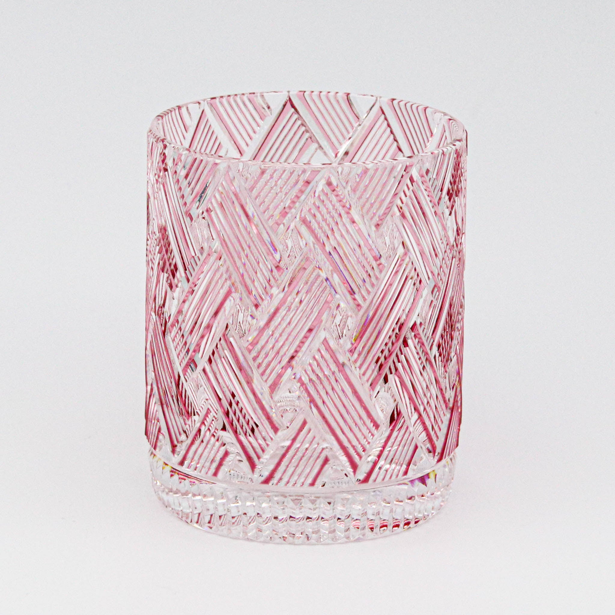 江戸切子 ロックグラス | 織々 | ピンク | 青山弥生