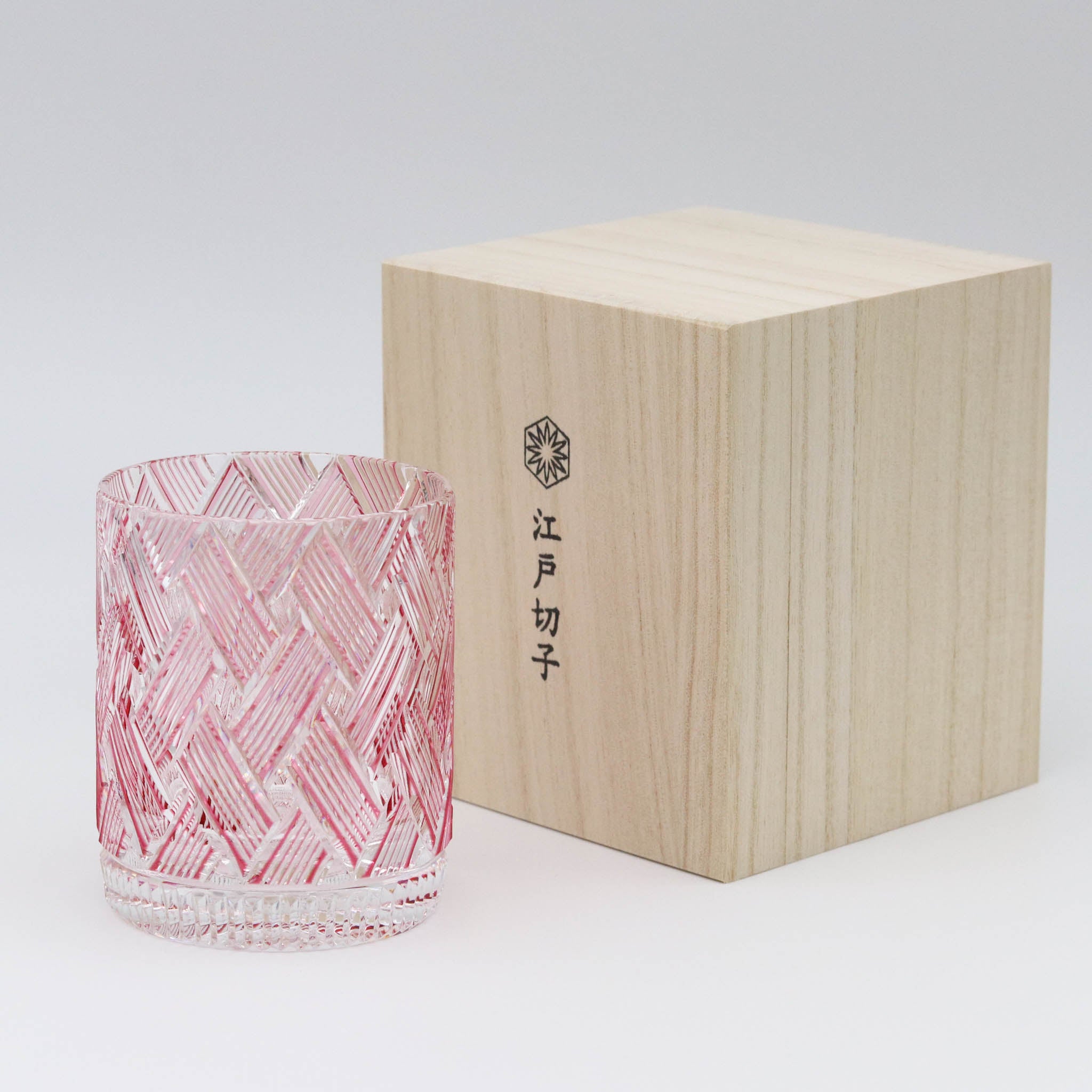 江戸切子 ロックグラス | 織々 | ピンク | 青山弥生