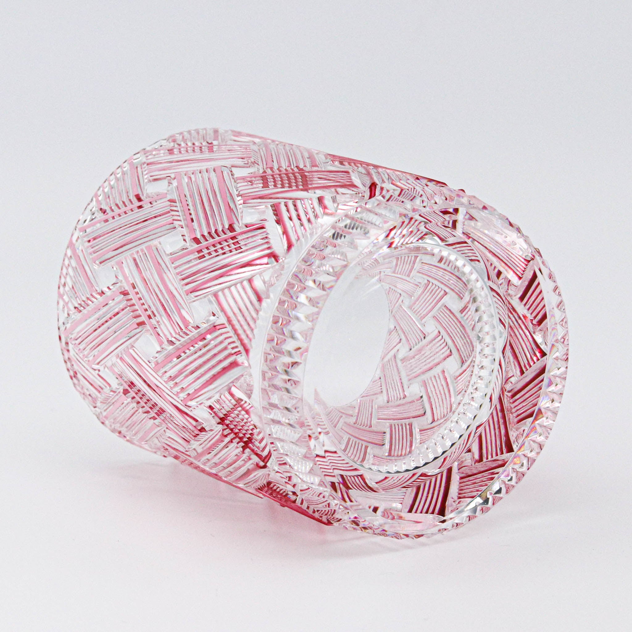 江戸切子 ロックグラス | 織々 | ピンク | 青山弥生