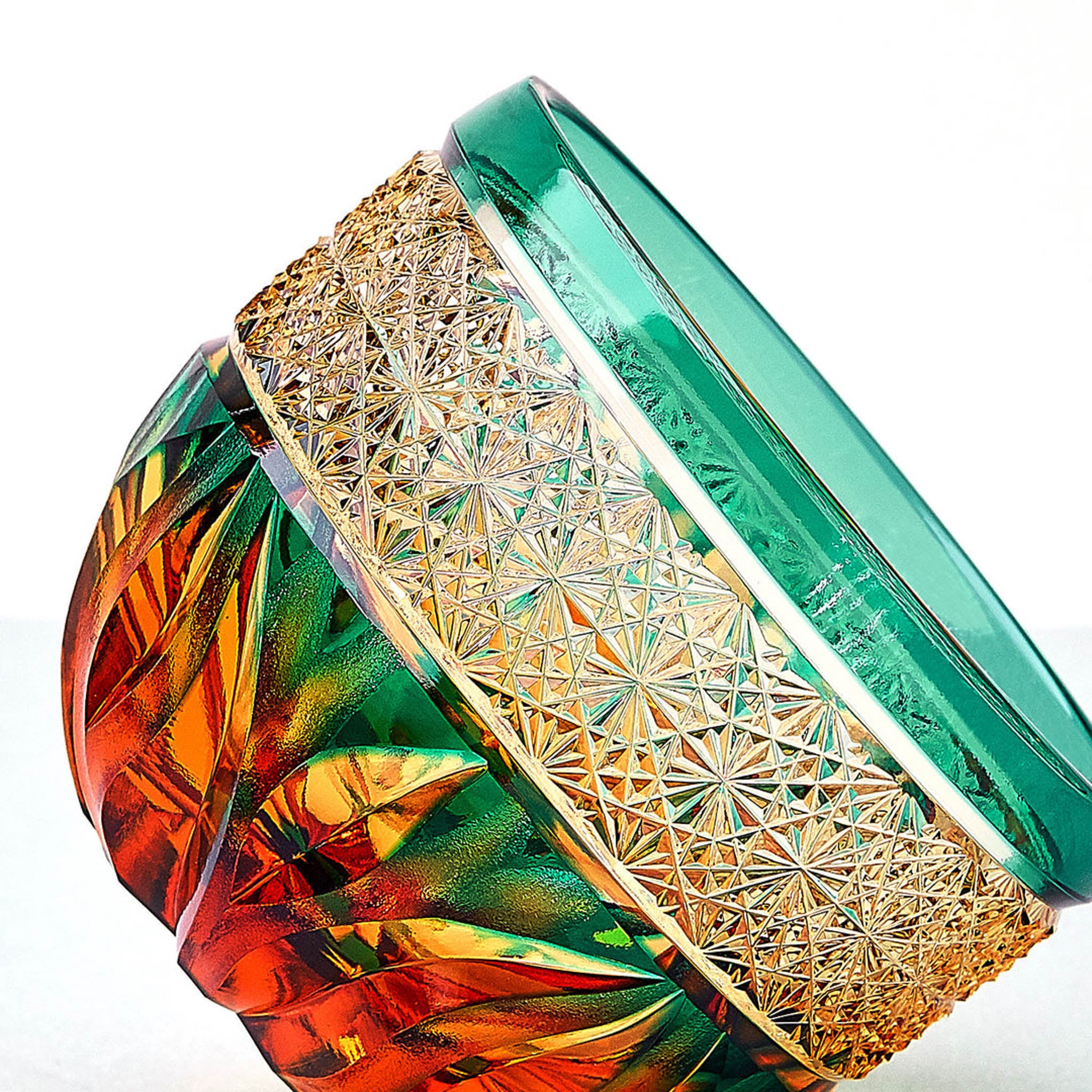 江戸切子 ぐい呑み | hibana 火華 | 琥珀 緑 | haku硝子