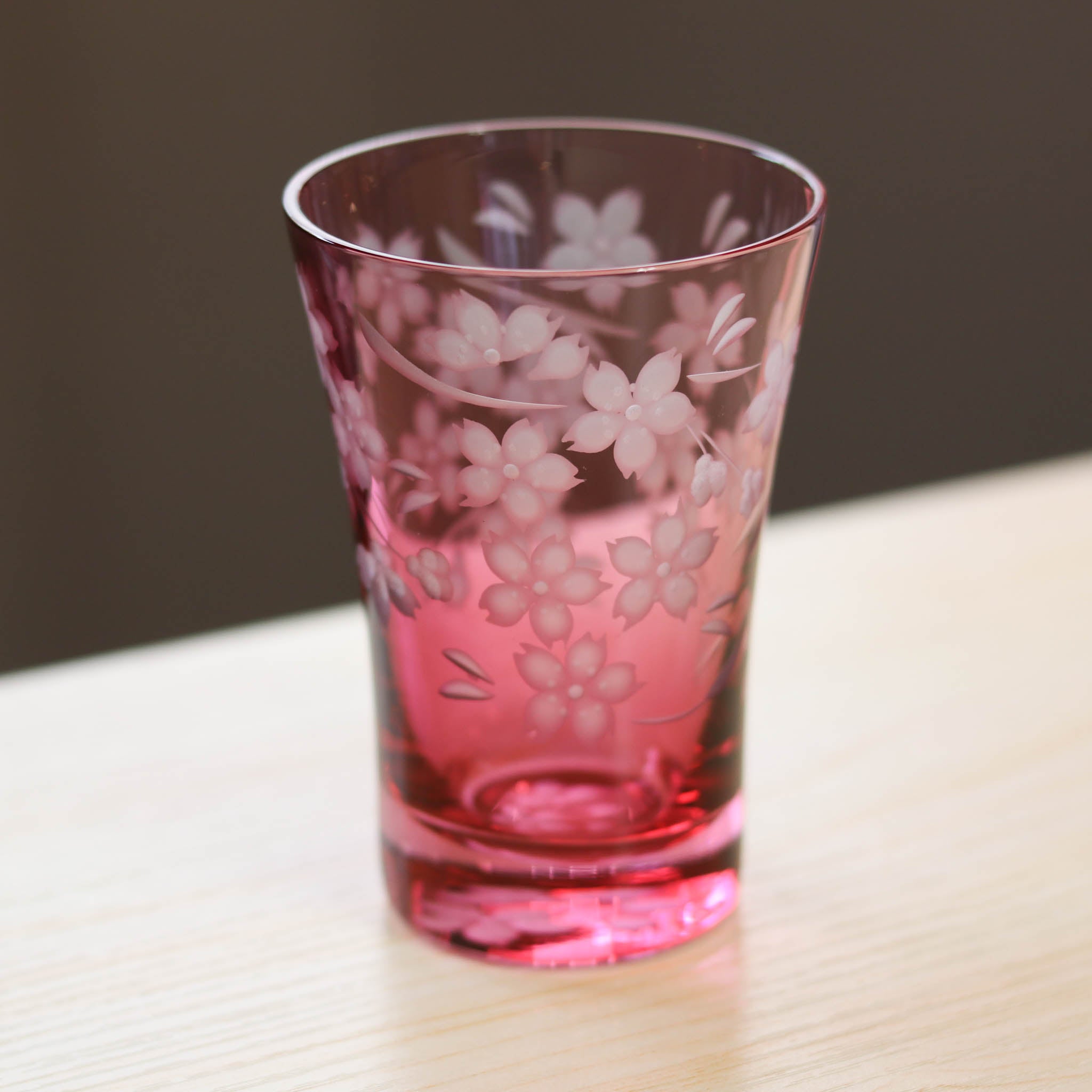 江戸切子 タンブラー|桜 - 花切子- |金赤|山田硝子