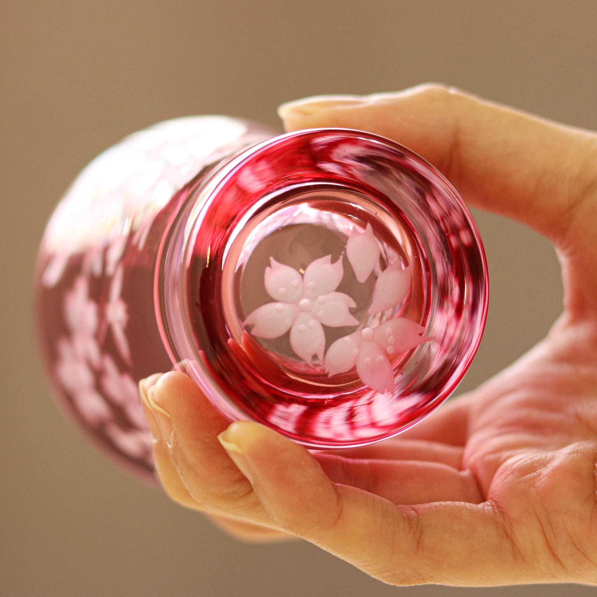 江戸切子 タンブラー|桜 - 花切子- |金赤|山田硝子
