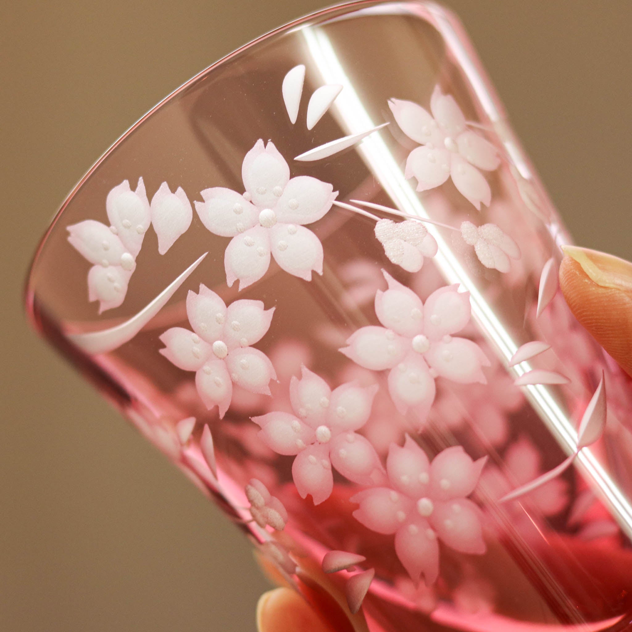 江戸切子 タンブラー|桜 - 花切子- |金赤|山田硝子