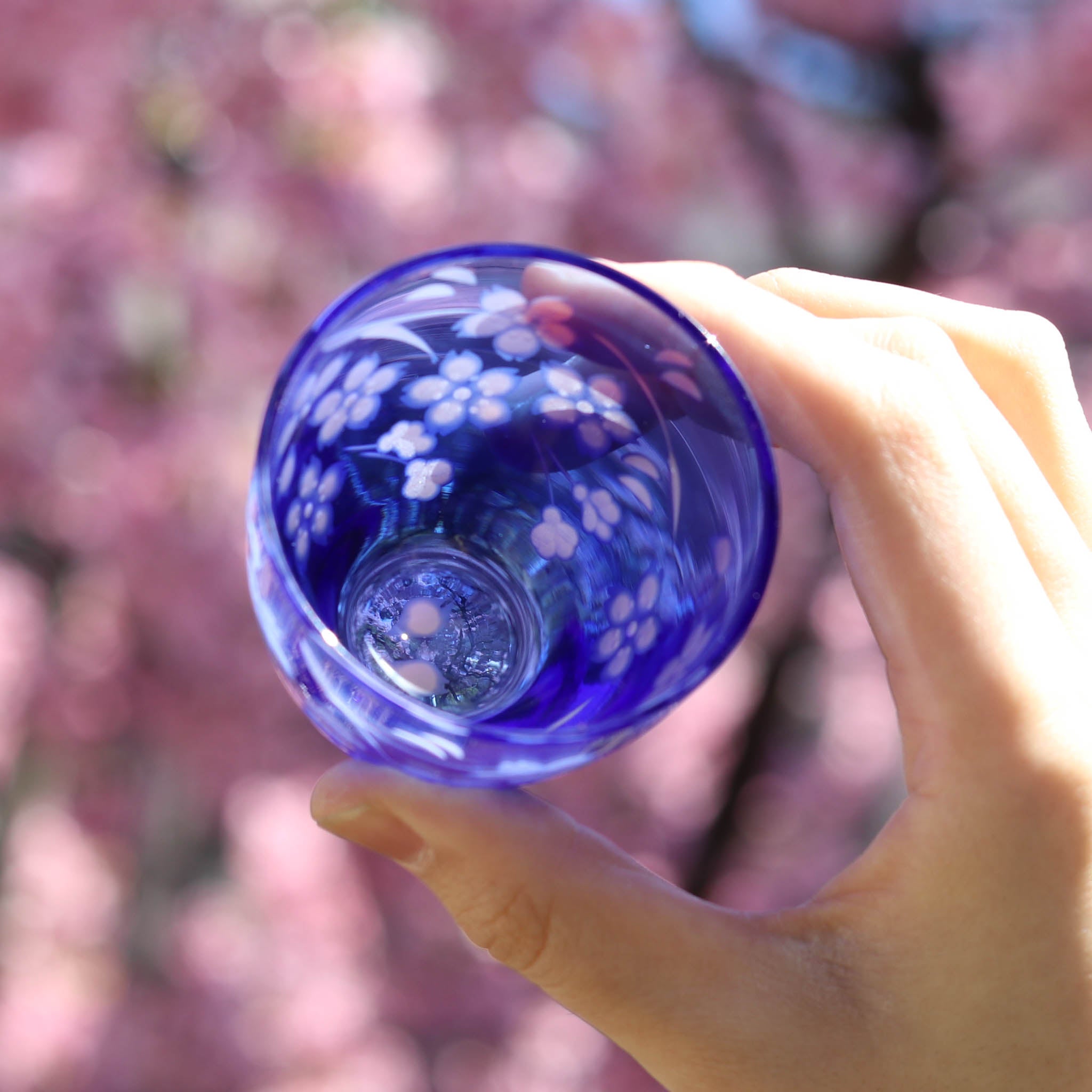 江戸切子 ぐいのみ|桜 - 花切子- |青藍|山田硝子
