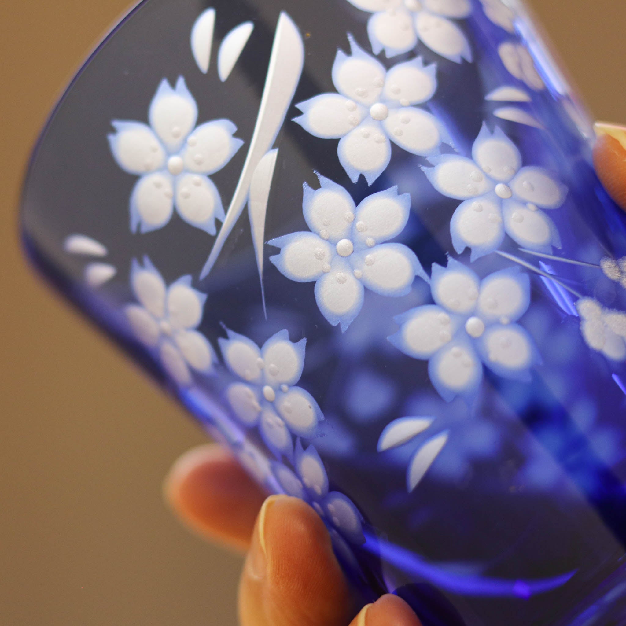 江戸切子 タンブラー|桜 - 花切子- |青藍|山田硝子