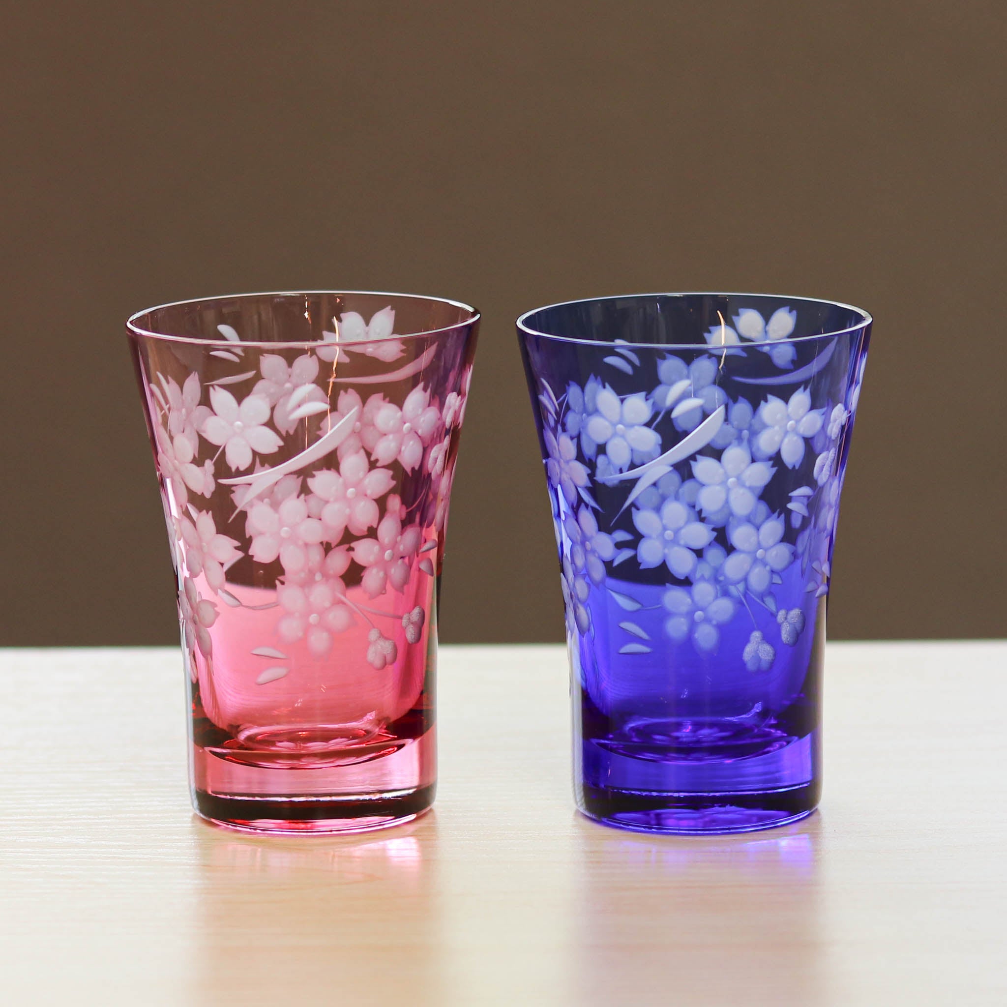 江戸切子 タンブラー|桜 - 花切子- |青藍|山田硝子