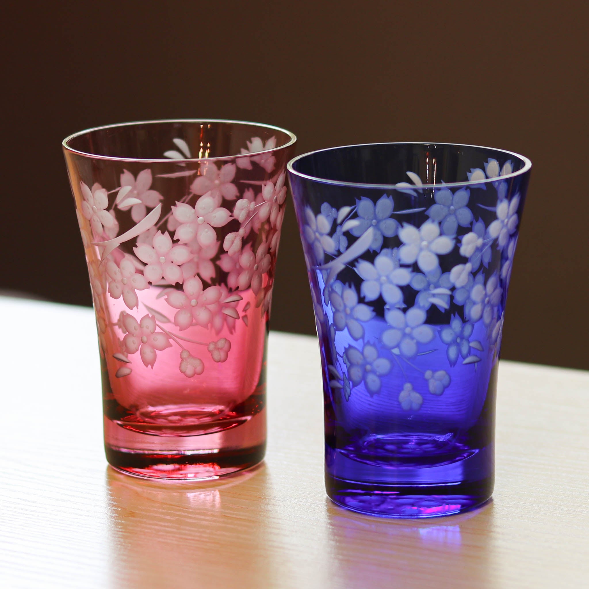 江戸切子 タンブラー|桜 - 花切子- |青藍|山田硝子