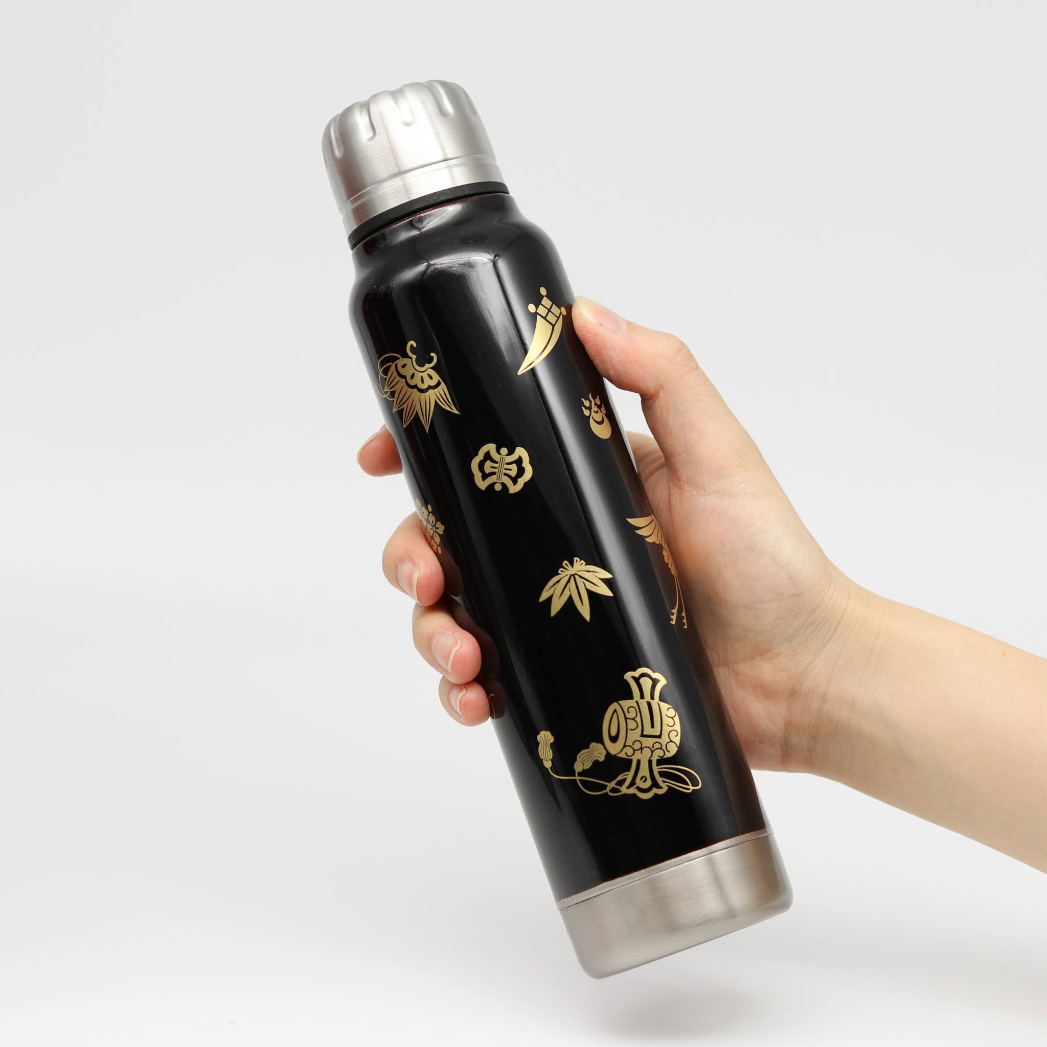 越前塗り マグボトル | うるしアンブレラボトル | 宝尽くし | 黒 | 土直漆器