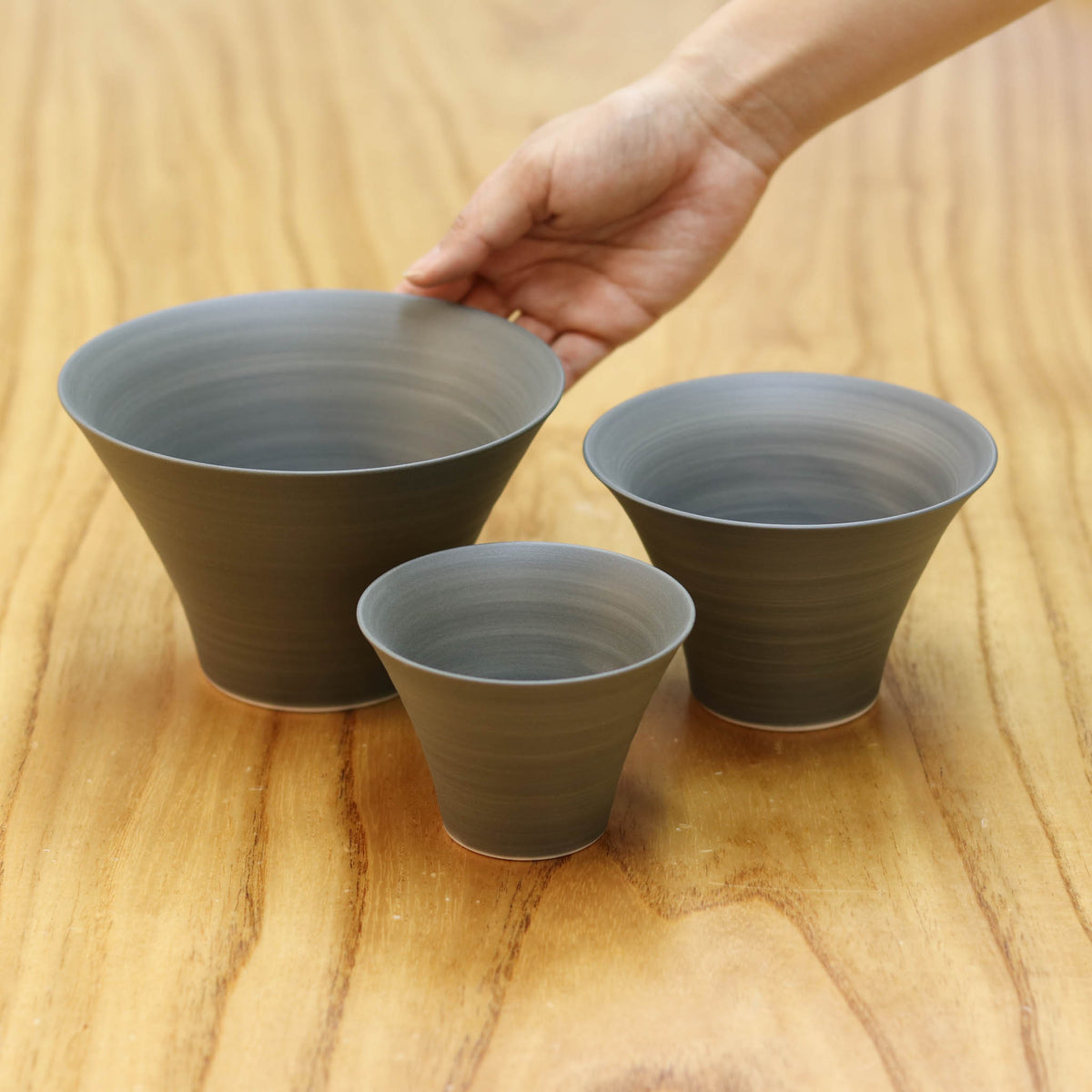 波佐見焼 お碗 | いれこ碗 | シャビーグレー 3枚セット | 浜陶