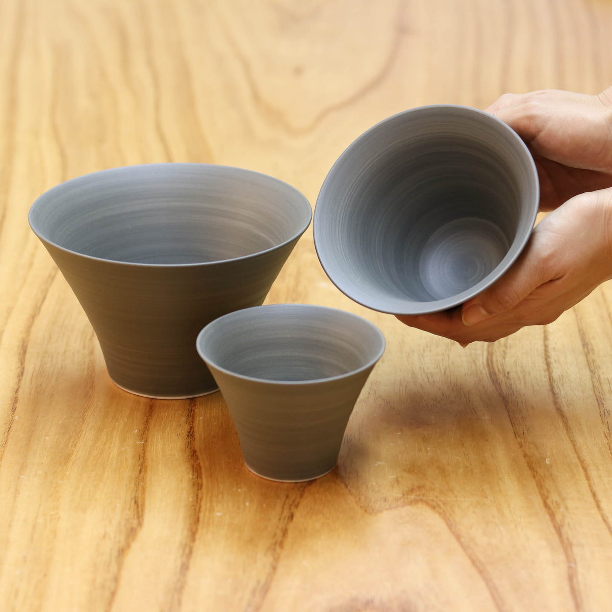 波佐見焼 お碗 | いれこ碗 | シャビーグレー 3枚セット | 浜陶