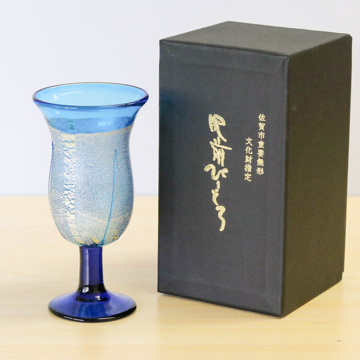 肥前びーどろ ワイングラス | 銀彩トールワイン | アサギ(青) | 副島硝子
