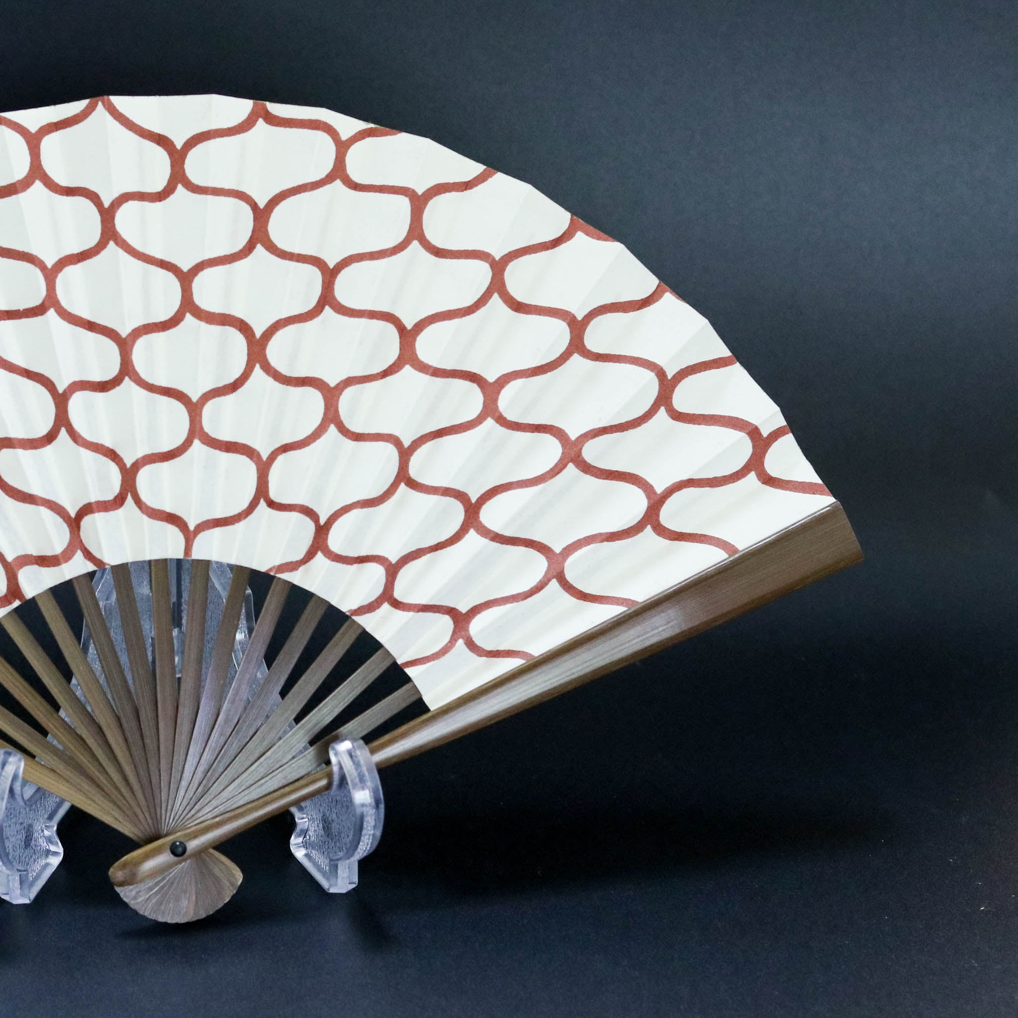 【廃番】江戸扇子 | 網 さび朱 | 女持 唐木 | 雲錦堂 深津扇子店