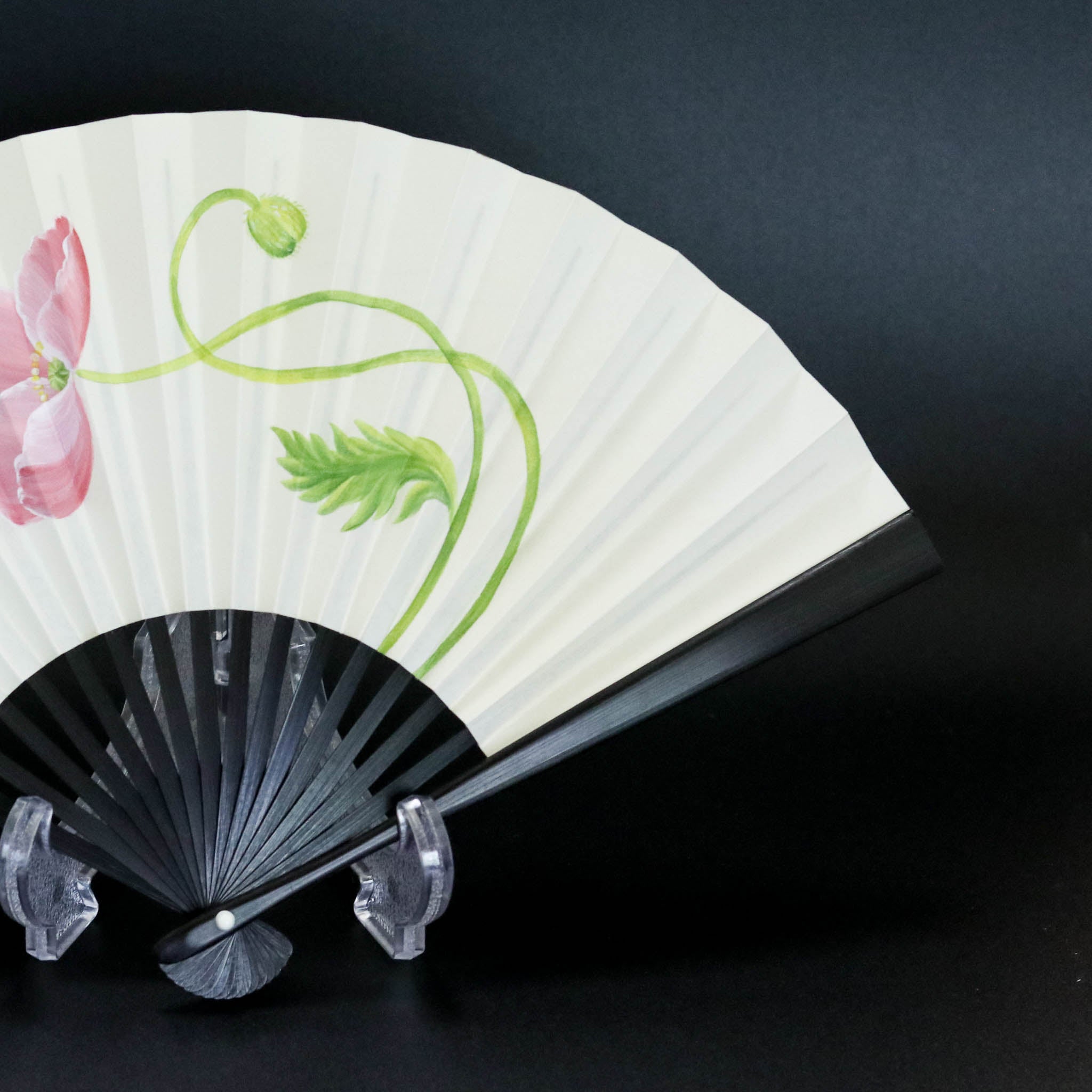 江戸扇子 | 手描き 芥子 | 女持 煮黒 | 雲錦堂 深津扇子店