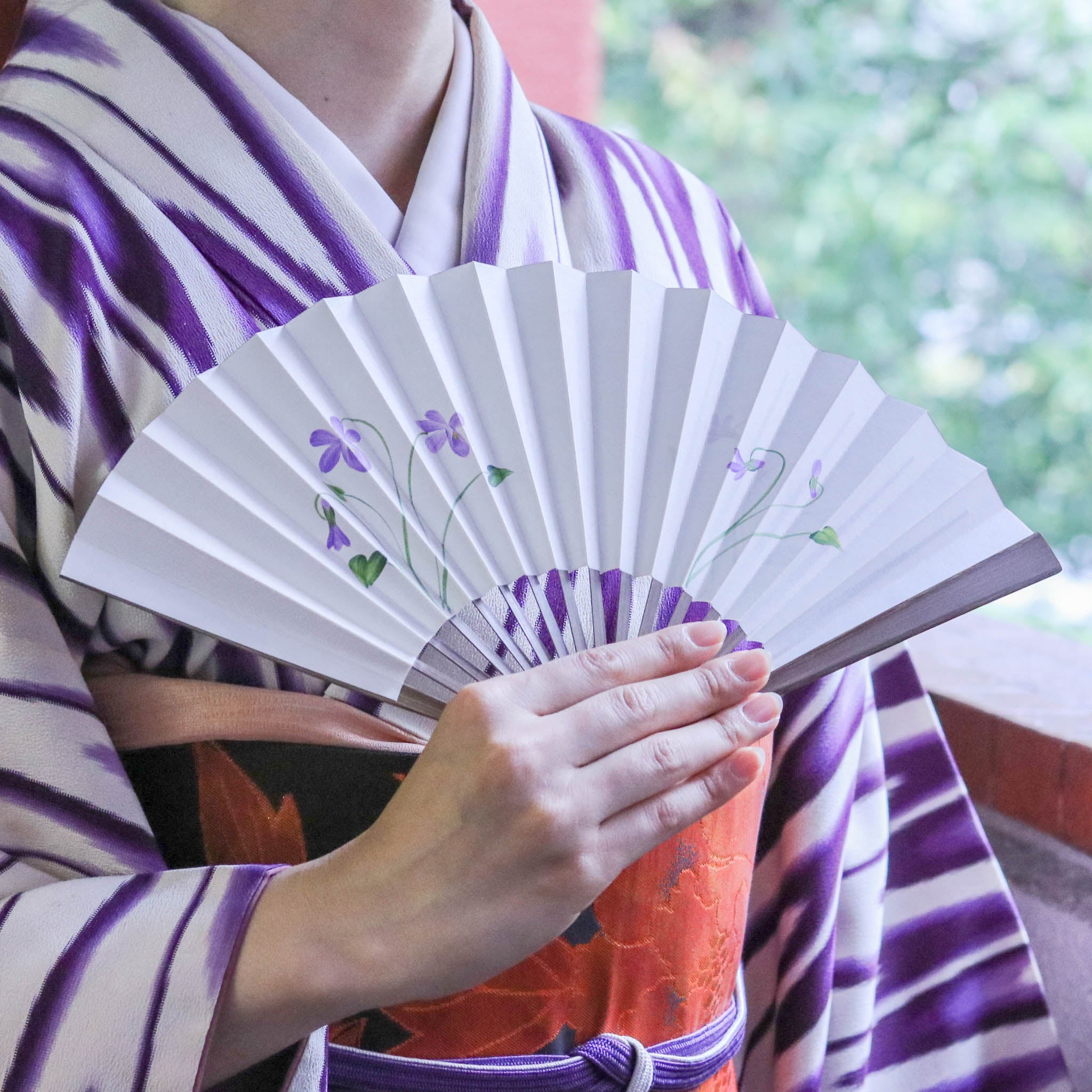 江戸扇子 | 手描き すみれ | 女持 唐木 | 雲錦堂 深津扇子店