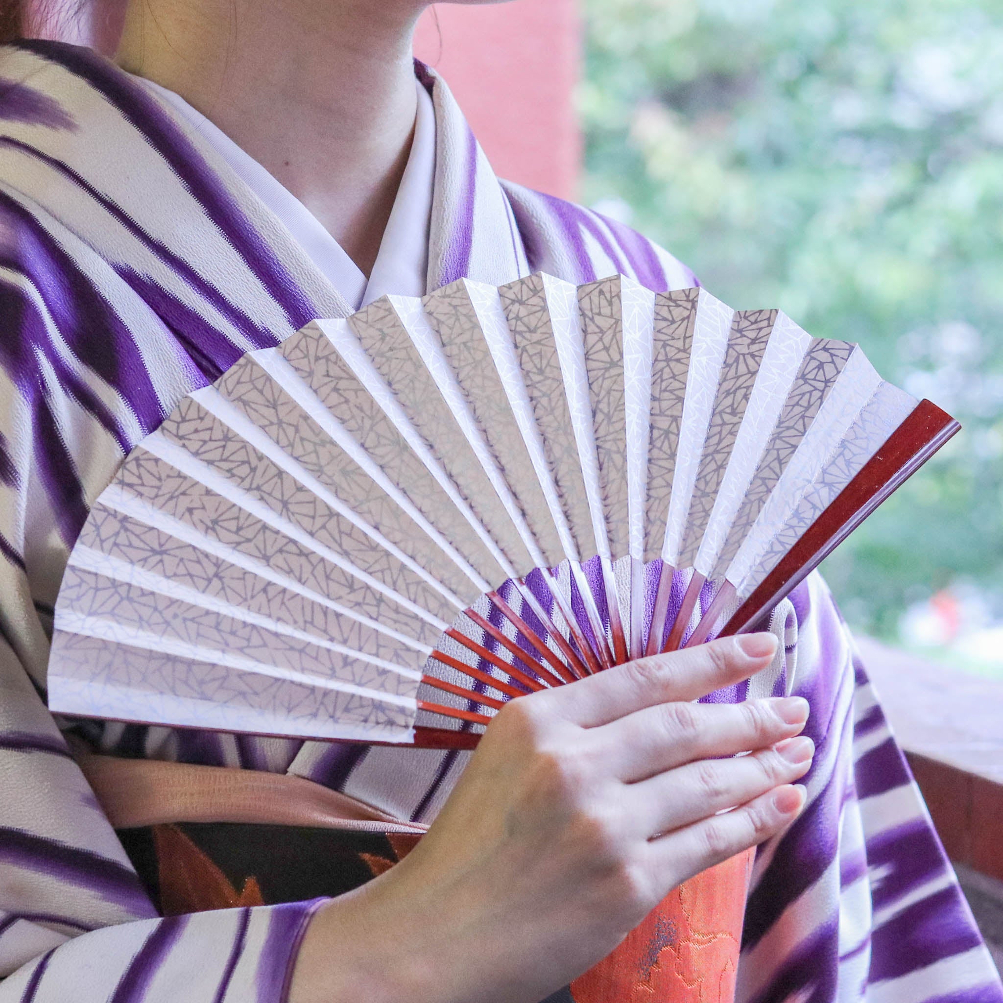 江戸扇子 | 氷割れ サーモン | 女持 溜塗 | 雲錦堂 深津扇子店