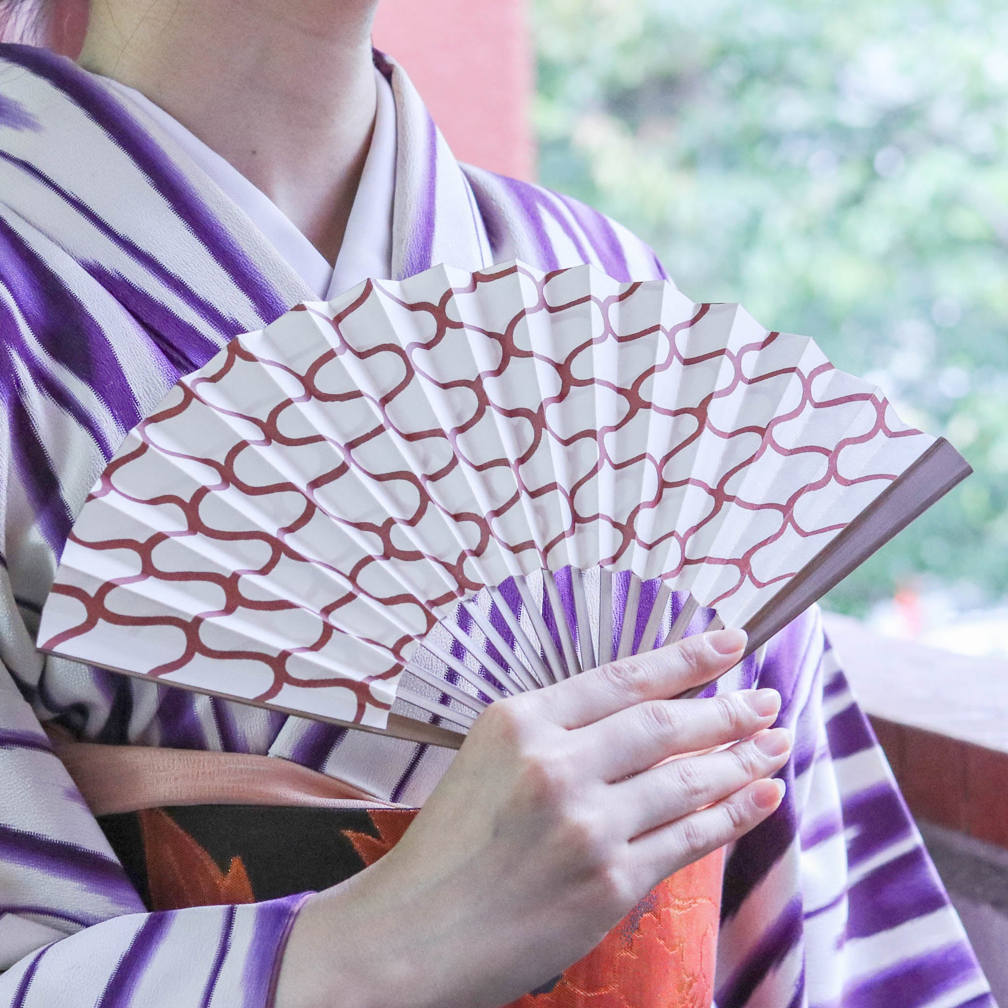 【廃番】江戸扇子 | 網 さび朱 | 女持 唐木 | 雲錦堂 深津扇子店