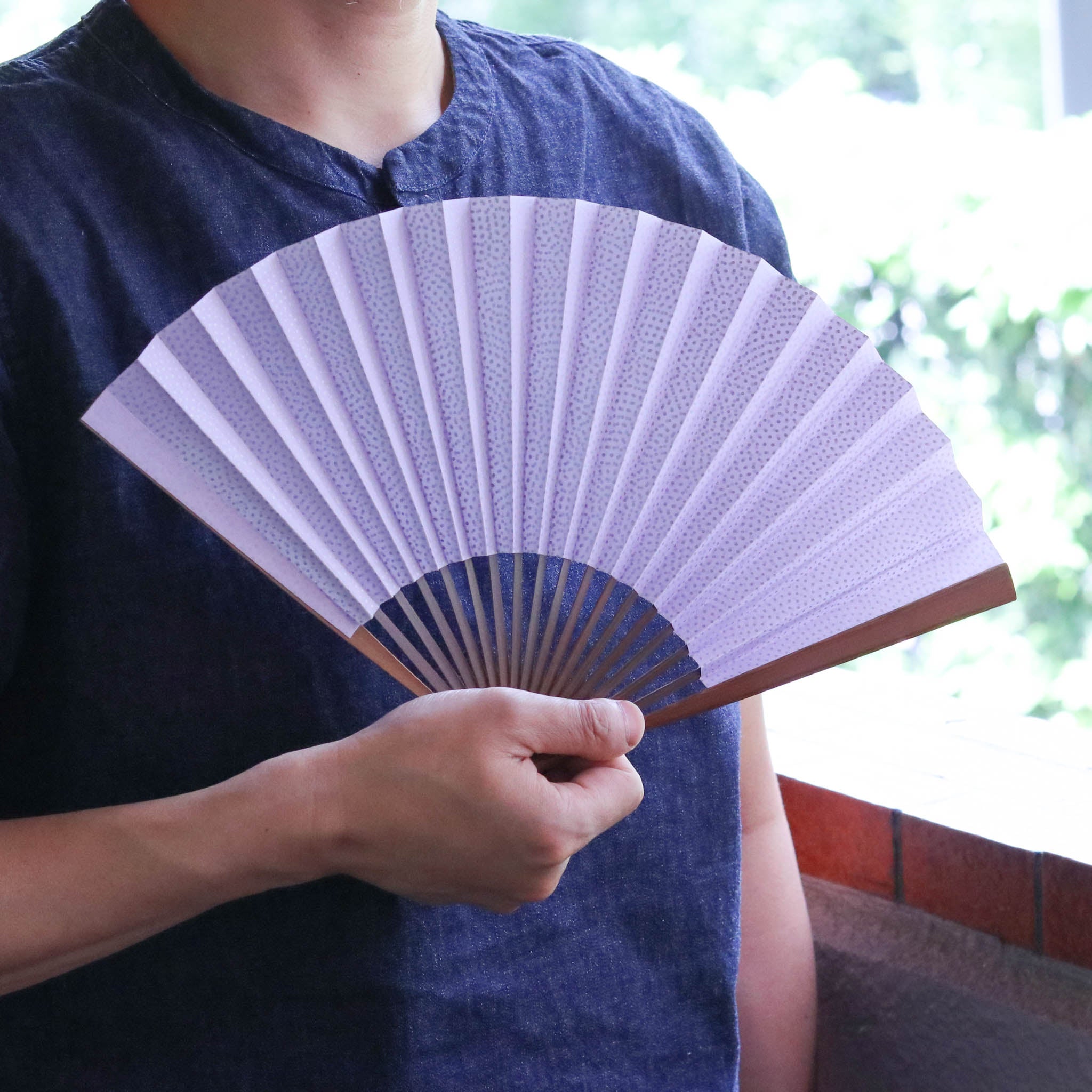 江戸扇子 | 鮫小紋 紫 | 男持 唐木 | 雲錦堂 深津扇子店