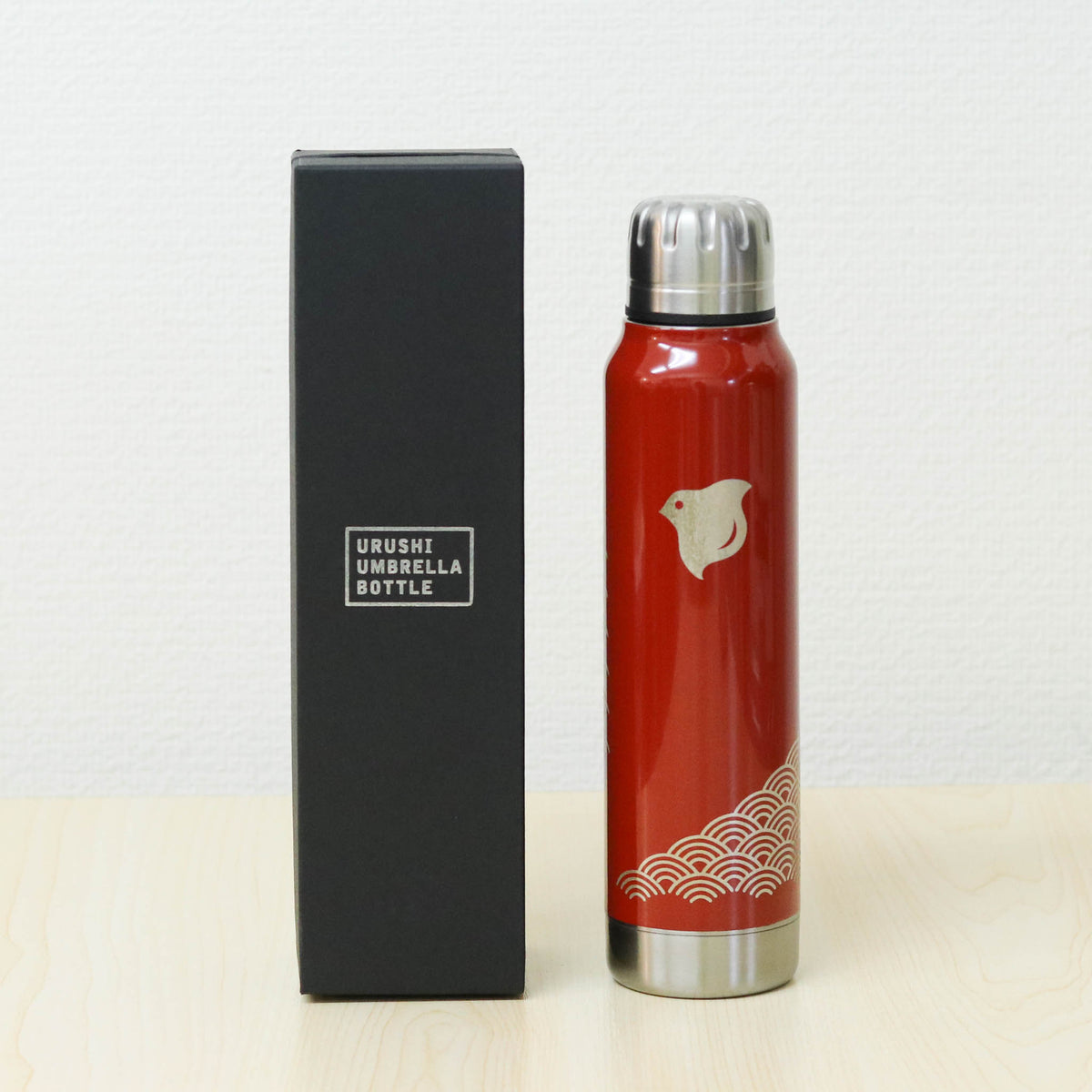 越前塗り マグボトル | URUSHI umbrella bottle(うるしアンブレラボトル) | 波千鳥 | 朱 | 土直漆器