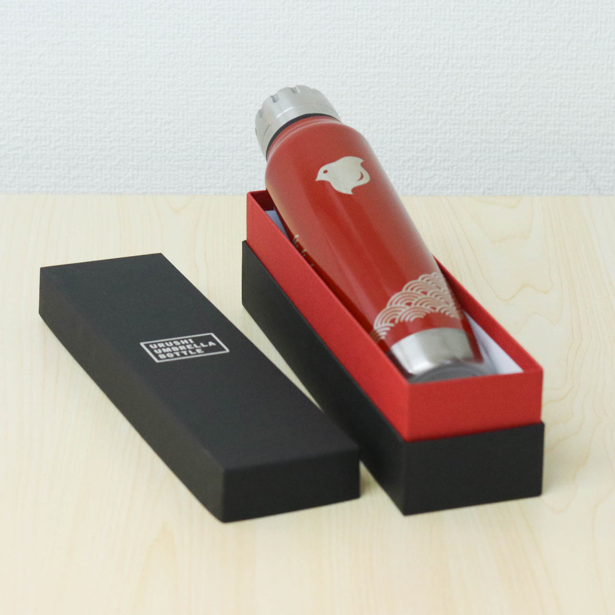 越前塗り マグボトル | URUSHI umbrella bottle(うるしアンブレラボトル) | 波千鳥 | 朱 | 土直漆器