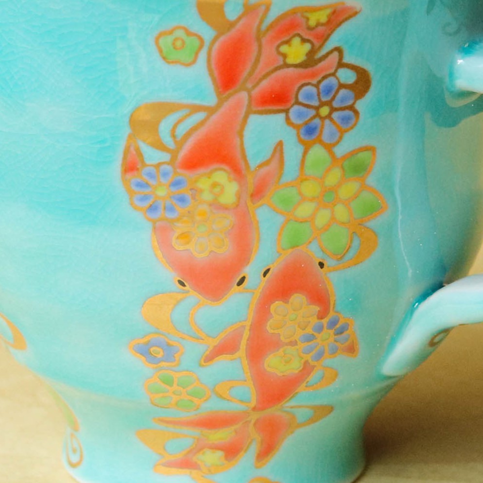 九谷焼 マグカップ | 花きらり | 金魚 | 美山窯