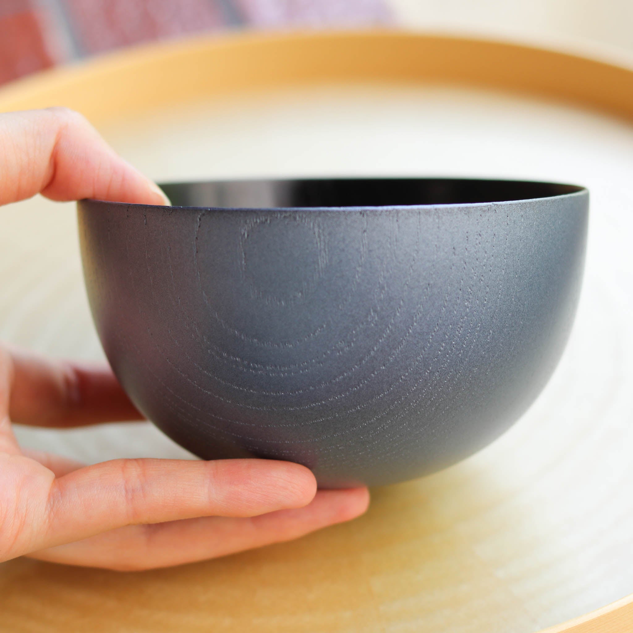 山中漆器 お椀 | うつろいボウル | クールブラック 黒摺 | 浅田漆器工芸