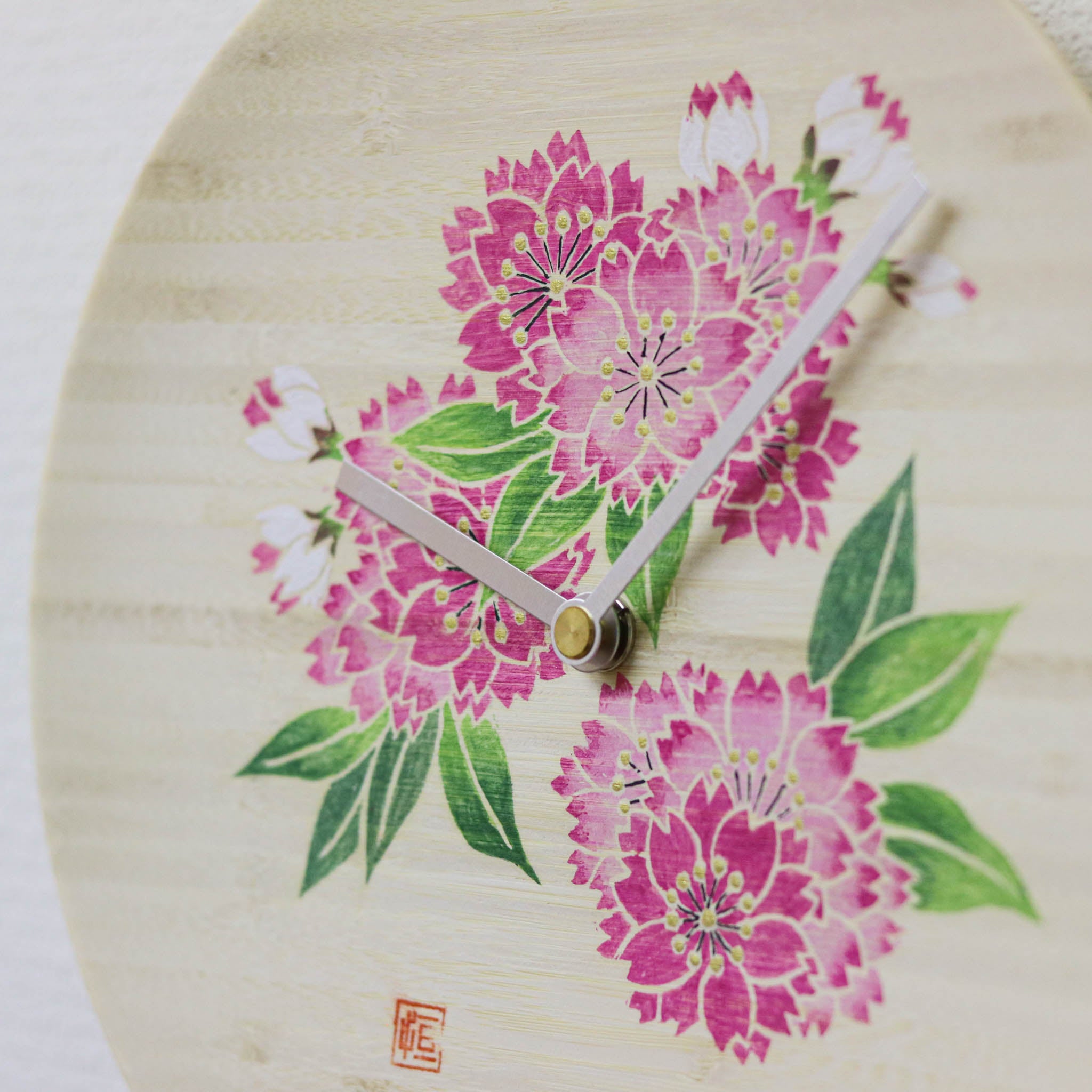 加賀友禅 掛時計 | 手描き木友禅 timeless | 八重桜 | 工房久恒
