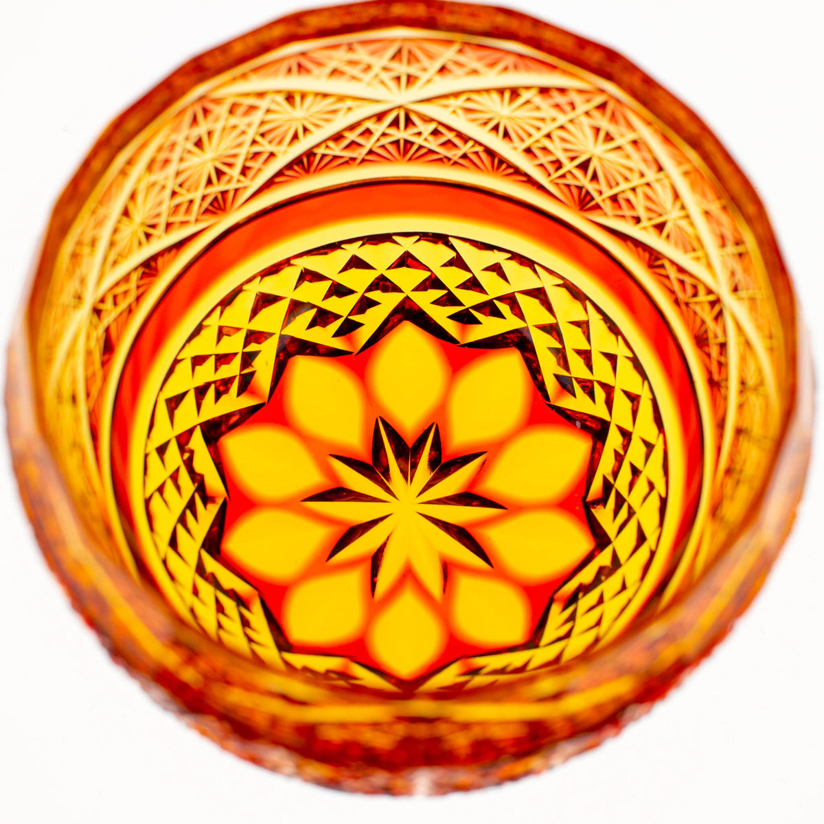 小樽切子 ぐいのみ | 燦 | 金赤琥珀 | 深川硝子工芸