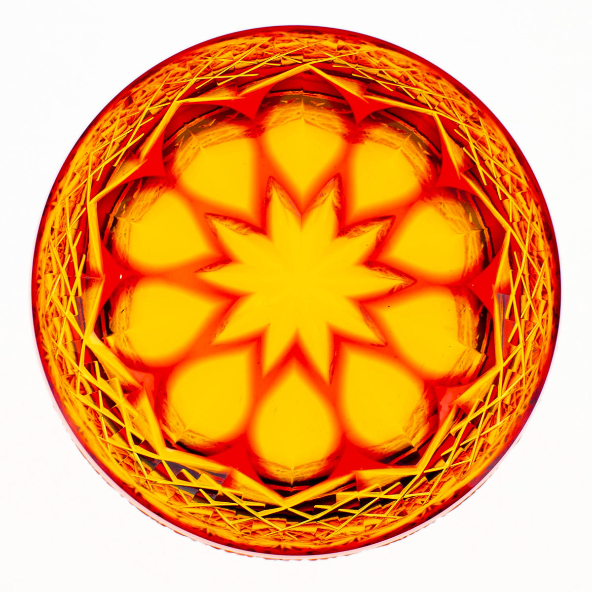 小樽切子 ぐいのみ | 燦 | 金赤琥珀 | 深川硝子工芸