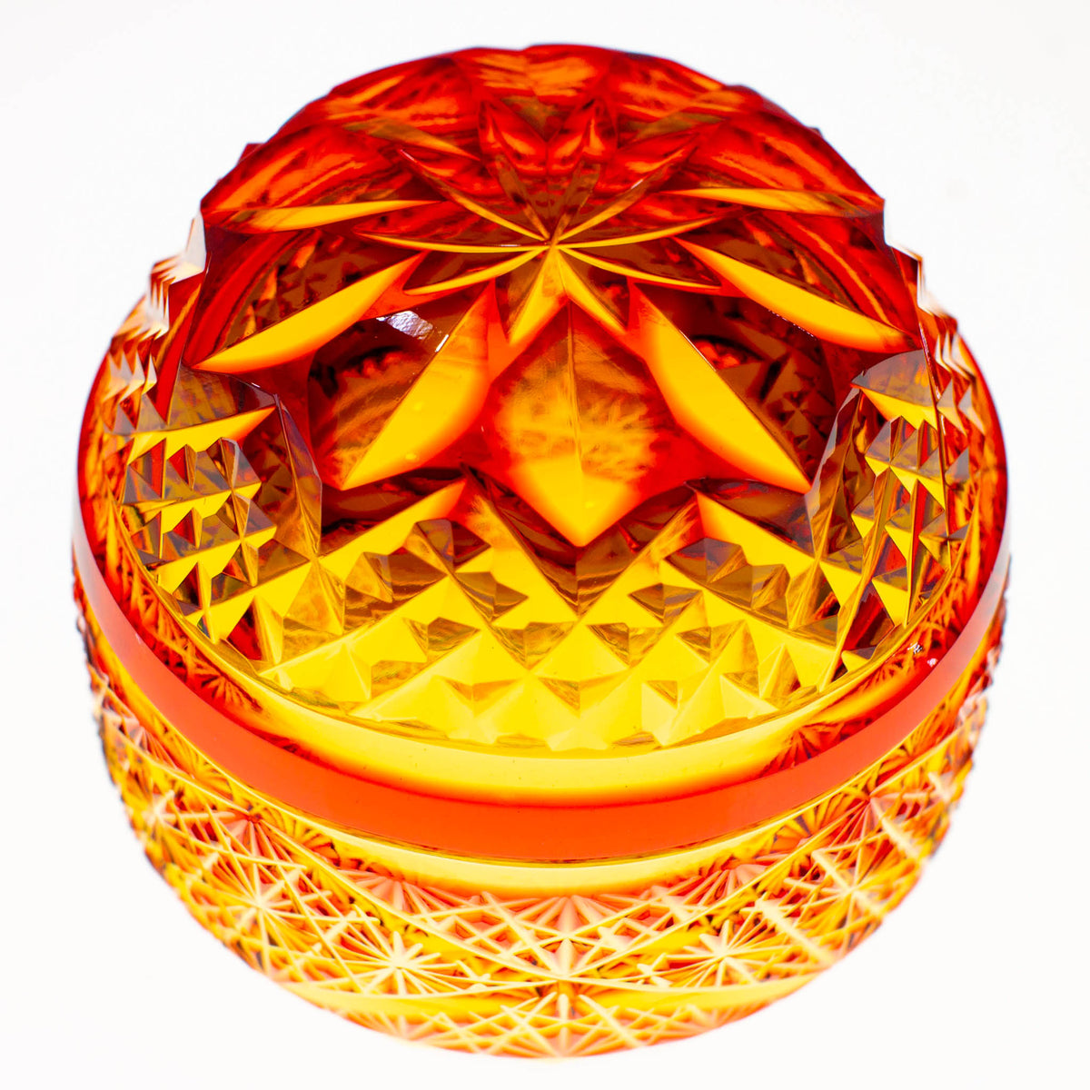 小樽切子 ぐいのみ | 燦 | 金赤琥珀 | 深川硝子工芸