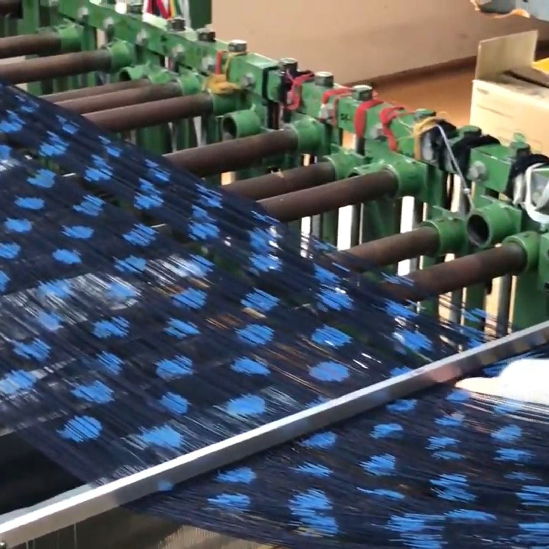 久留米絣 子供用 | もんぺっぺ スタイチーフ | 大玉ブルー | TAKUMI Collection