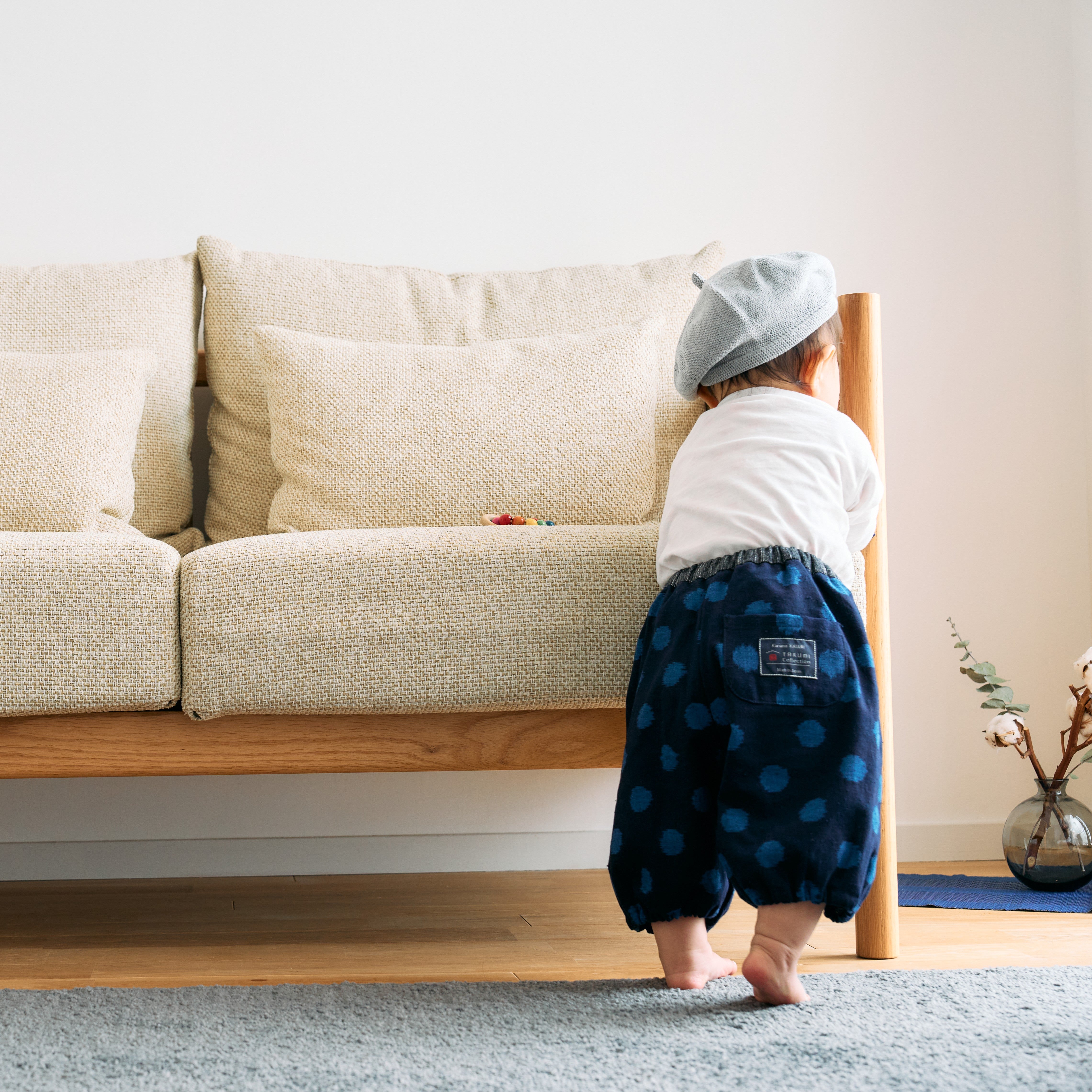 久留米絣 子供用 | もんぺっぺ スタイチーフ | 大玉ブルー | TAKUMI Collection