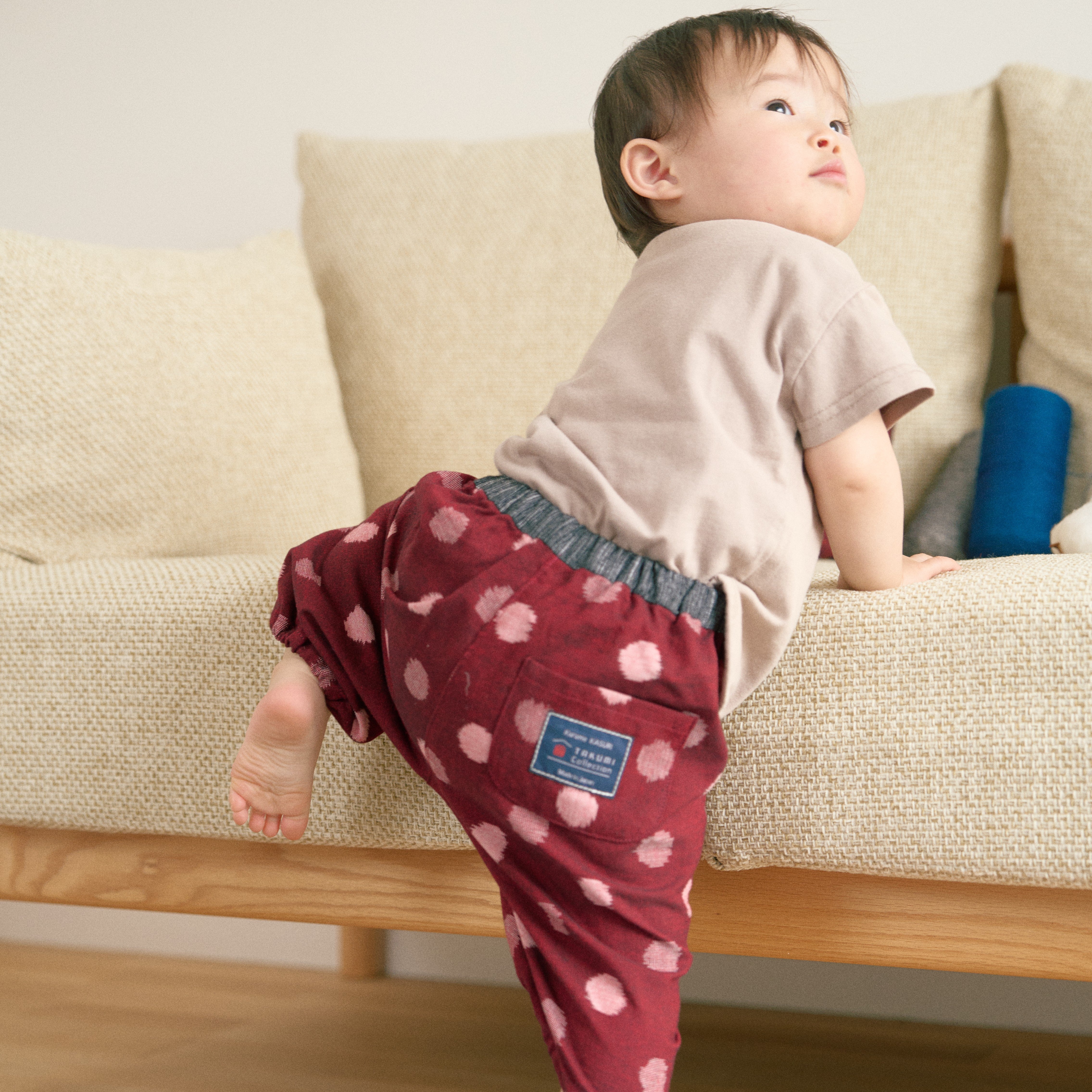久留米絣 子供用 | もんぺっぺ スタイチーフ | 紅玉 | TAKUMI Collection