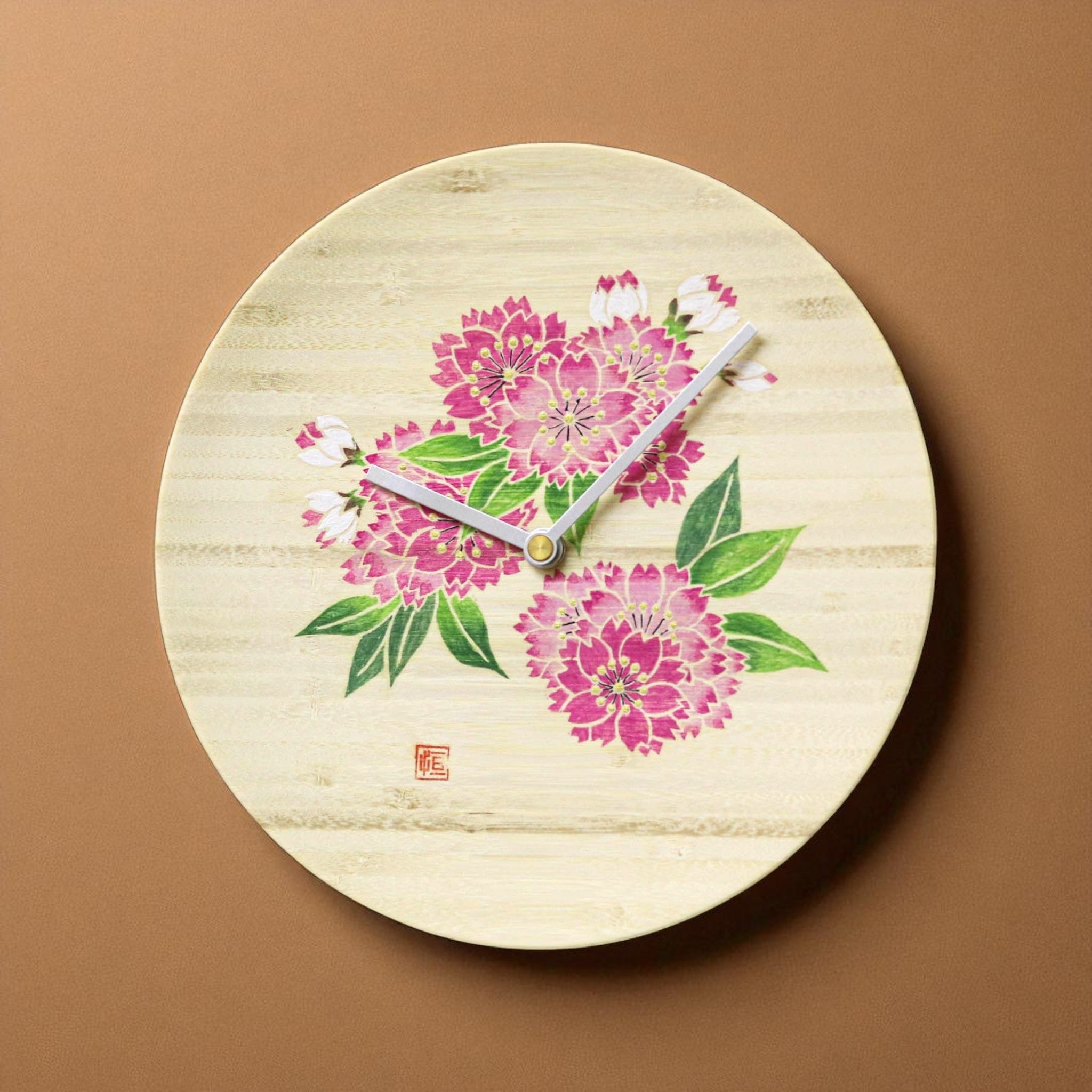 加賀友禅 掛時計 | 手描き木友禅 timeless | 八重桜 | 工房久恒